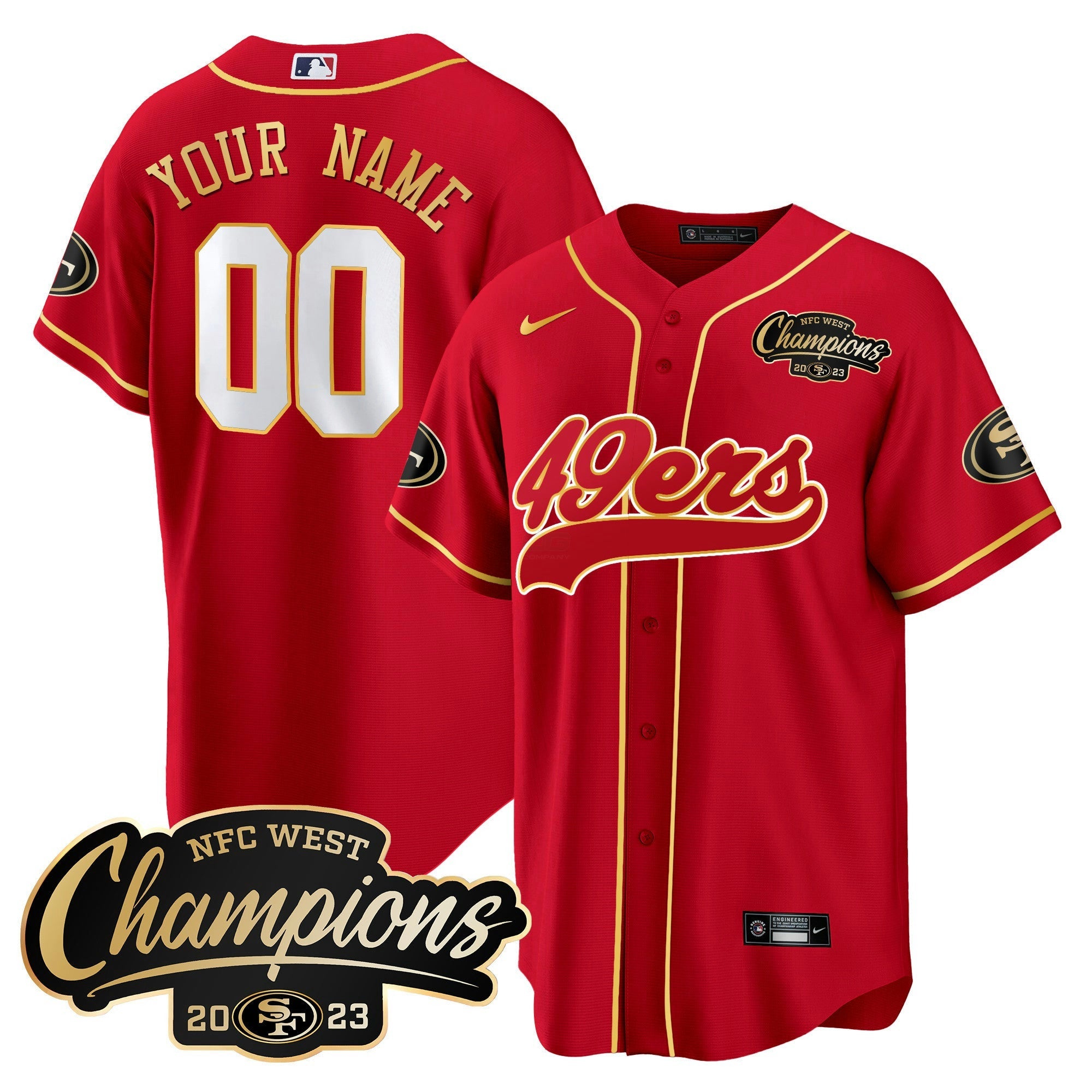 Camisa NFL 2023 NFC West Champions Baseball Gold Trim Jersey
