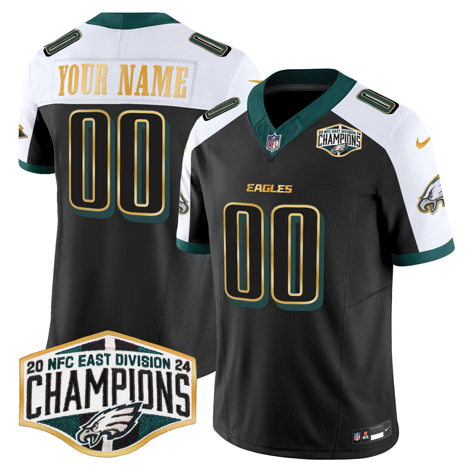 Camisa NFL 2024 NFC East Division Champions Dourada Trim Vapor Limited Jersey