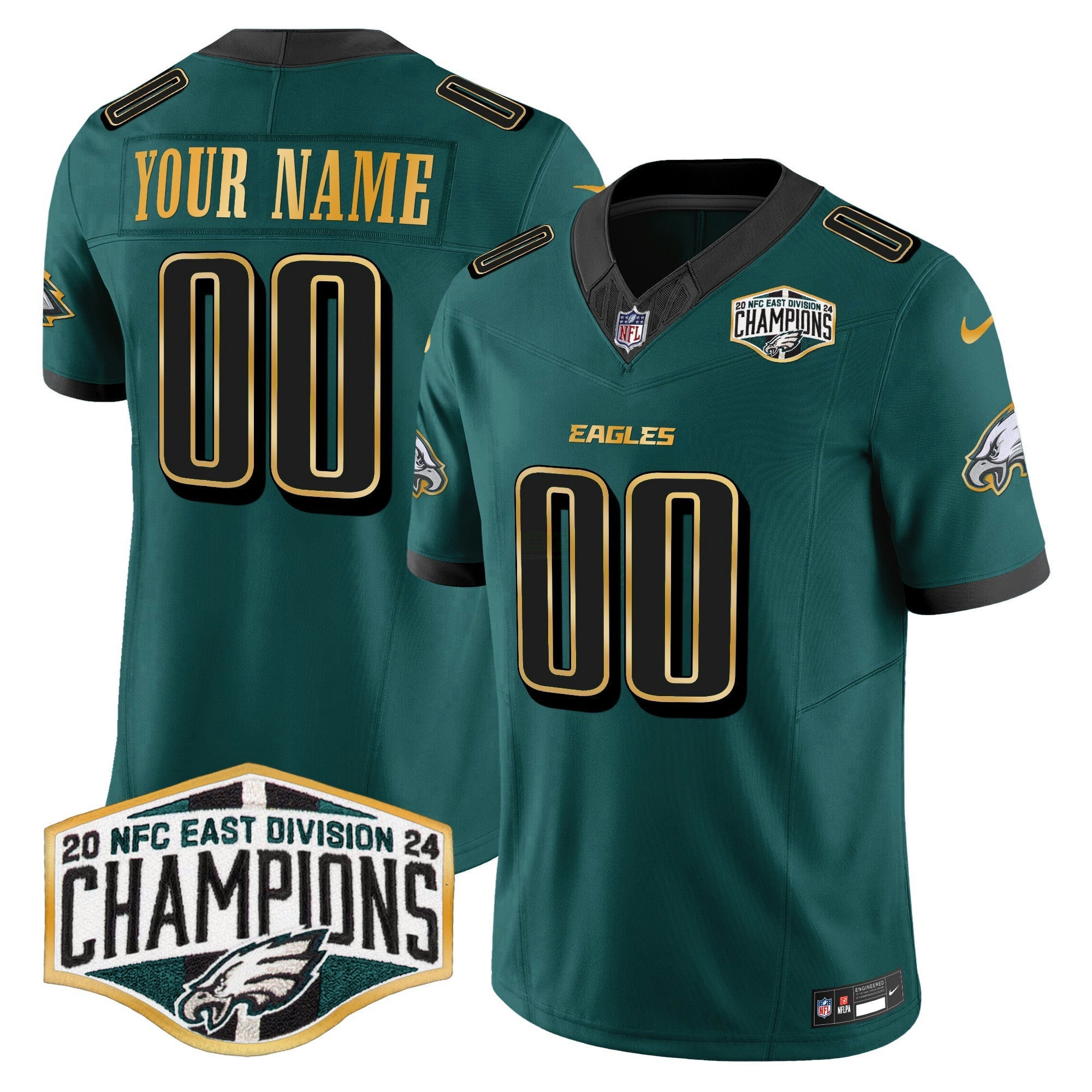 Camisa NFL 2024 NFC East Division Champions Dourada Trim Vapor Limited Jersey