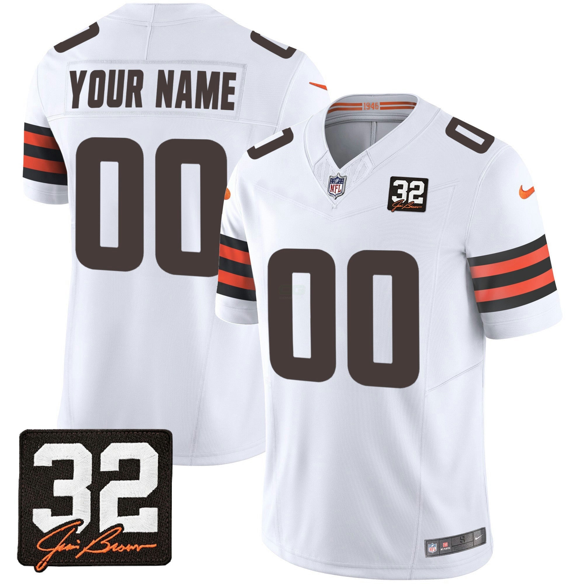 Camisa NFL #32 Jim Brown Memorial Patch Jersey