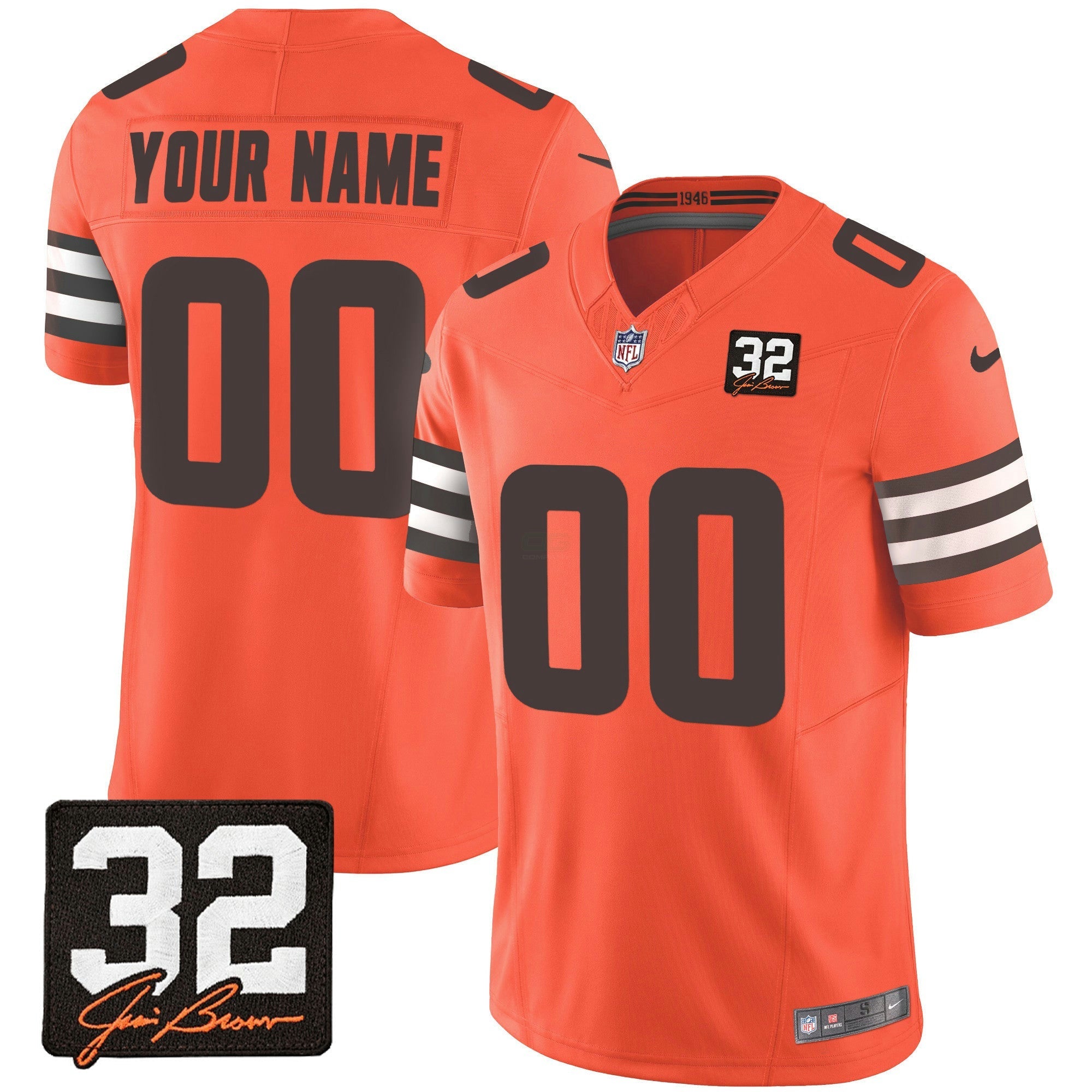 Camisa NFL #32 Jim Brown Memorial Patch Jersey