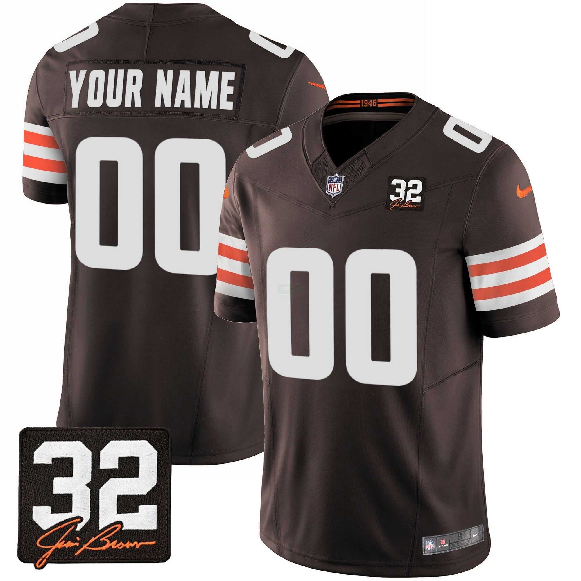 Camisa NFL #32 Jim Brown Memorial Patch Jersey