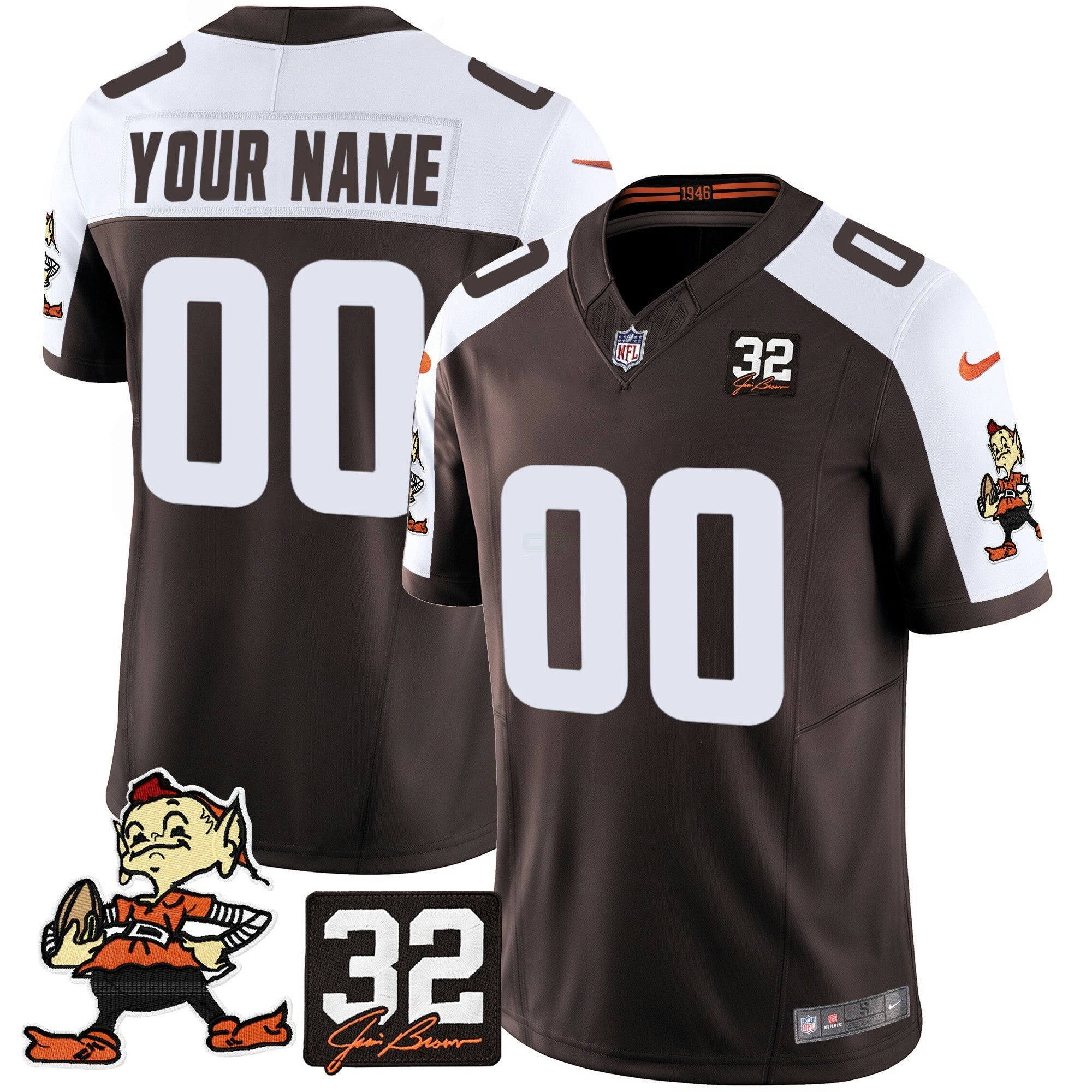 Camisa NFL #32 Jim Brown Memorial Patch Vapor Limited Jersey V2