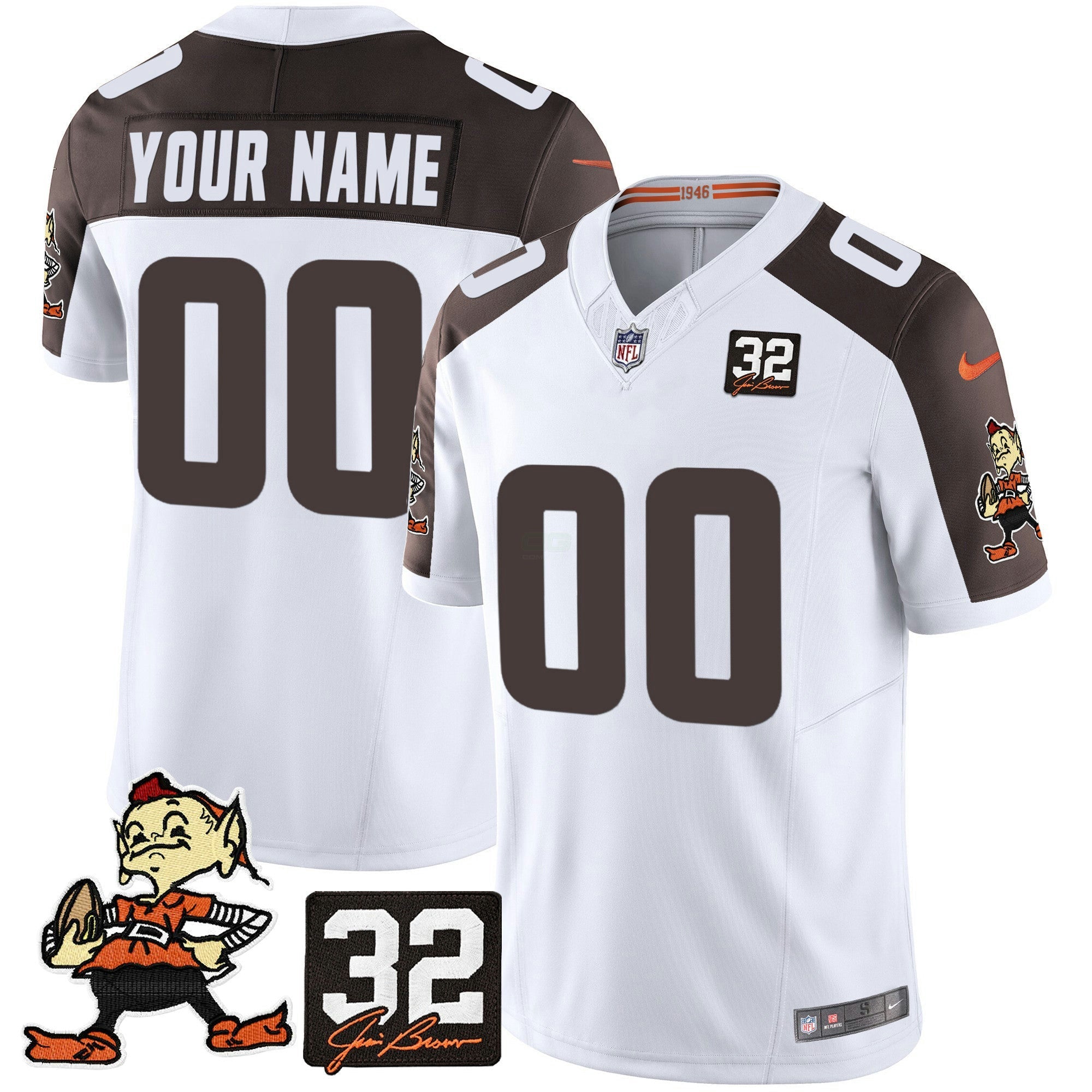 Camisa NFL #32 Jim Brown Memorial Patch Vapor Limited Jersey V2