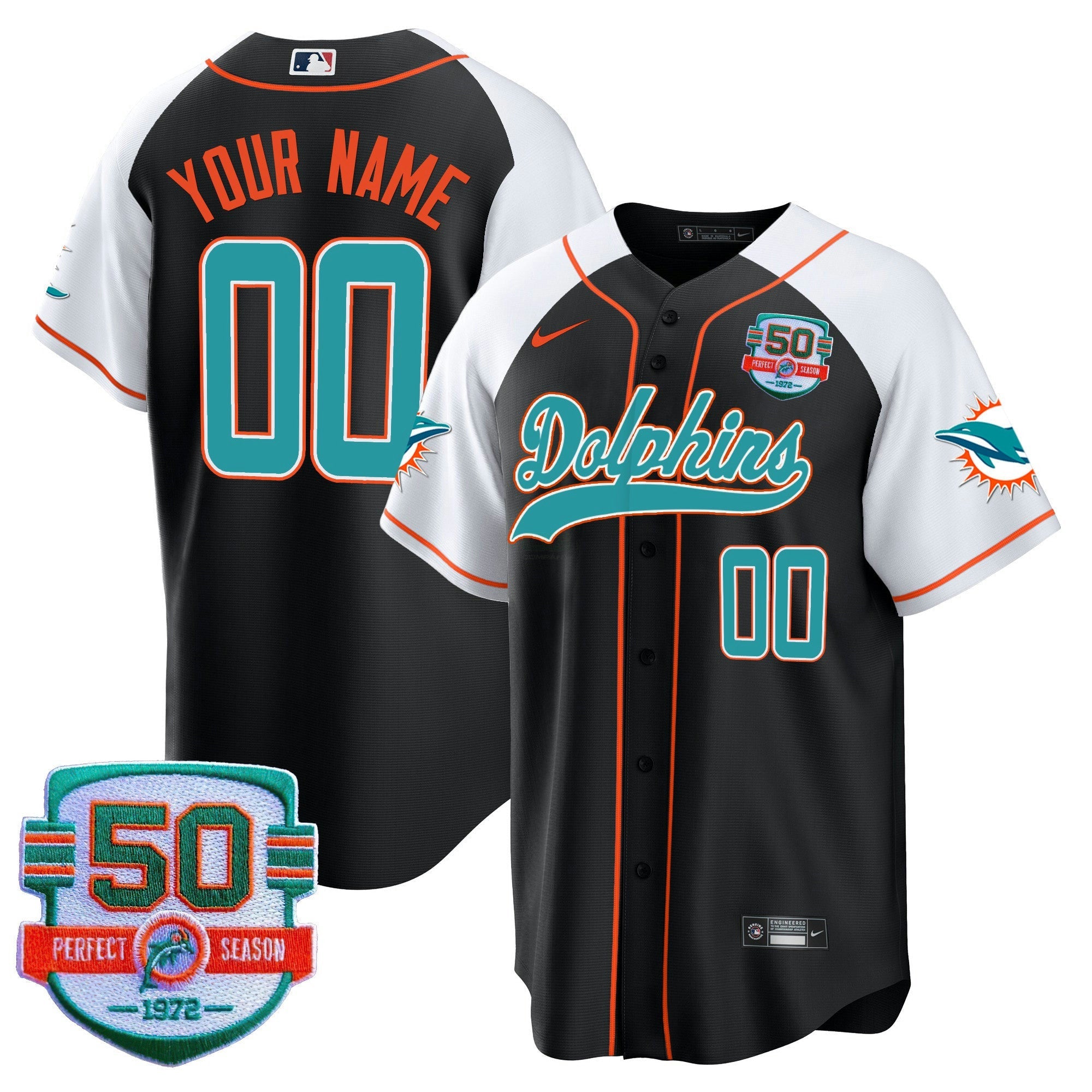 Camisa NFL 50th 1972 Perfect Season Patch Jersey
