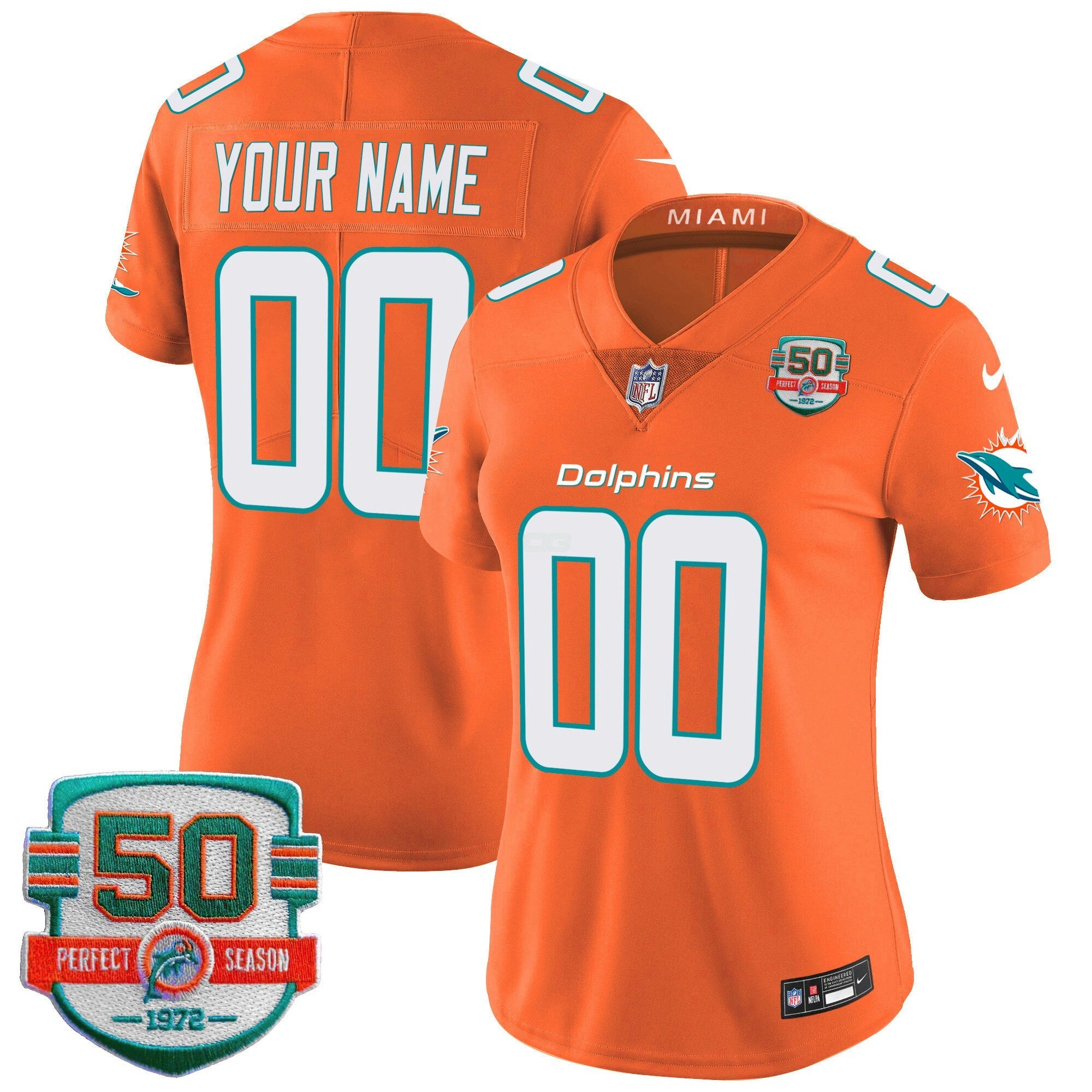 Camisa NFL 50th 1972 Perfect Season Patch Vapor Jersey