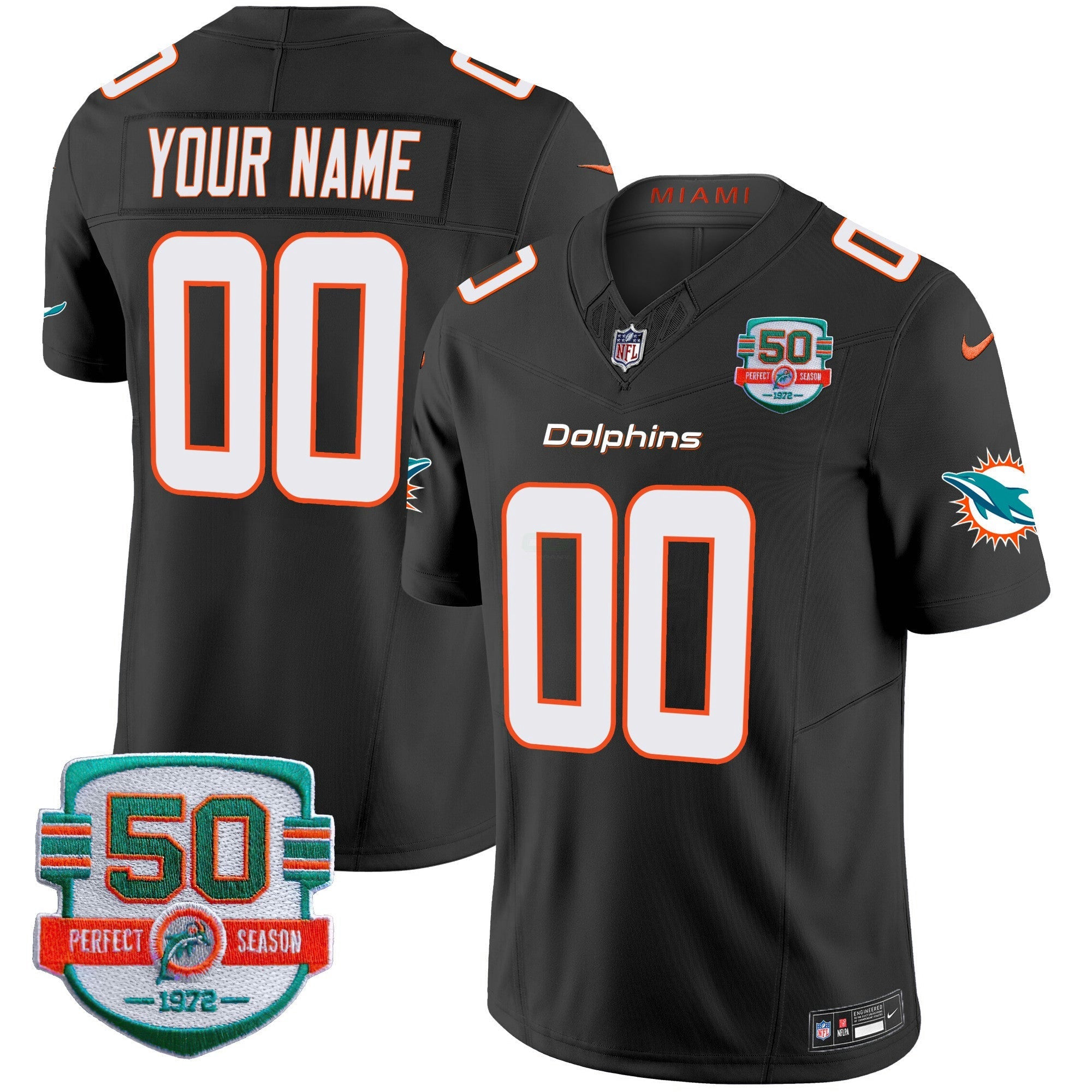 Camisa NFL 50th 1972 Perfect Season Patch Vapor Jersey