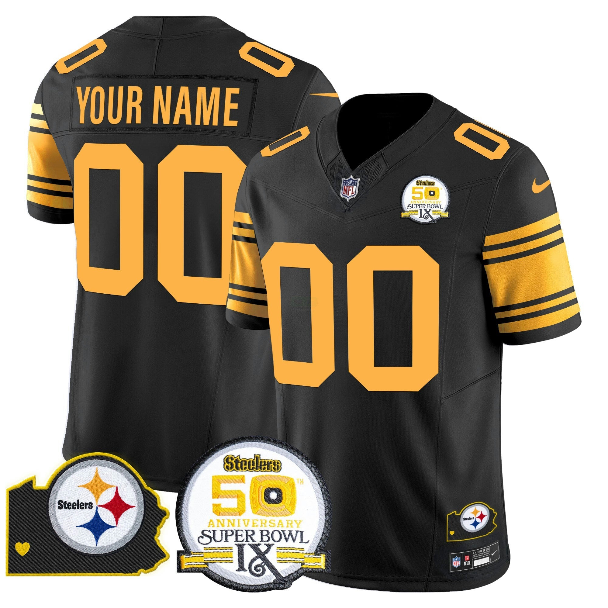 Camisa NFL 50th Anniversary Of Super Bowl IX & Map Patch Vapor Limited Jersey