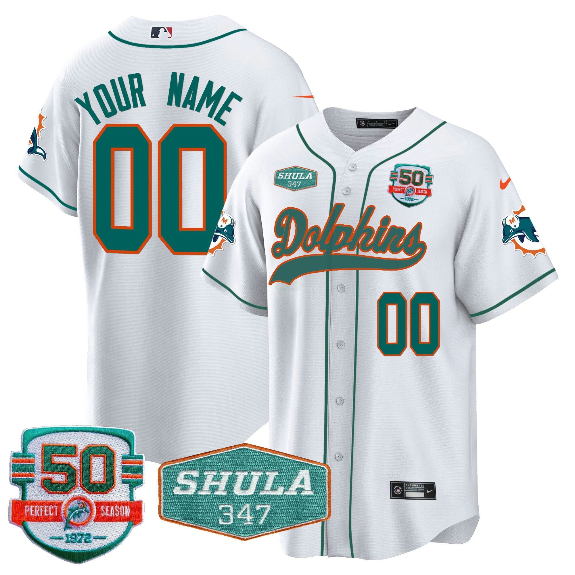 Camisa NFL 50th & Don Shula 347 Memorial Patch Jersey