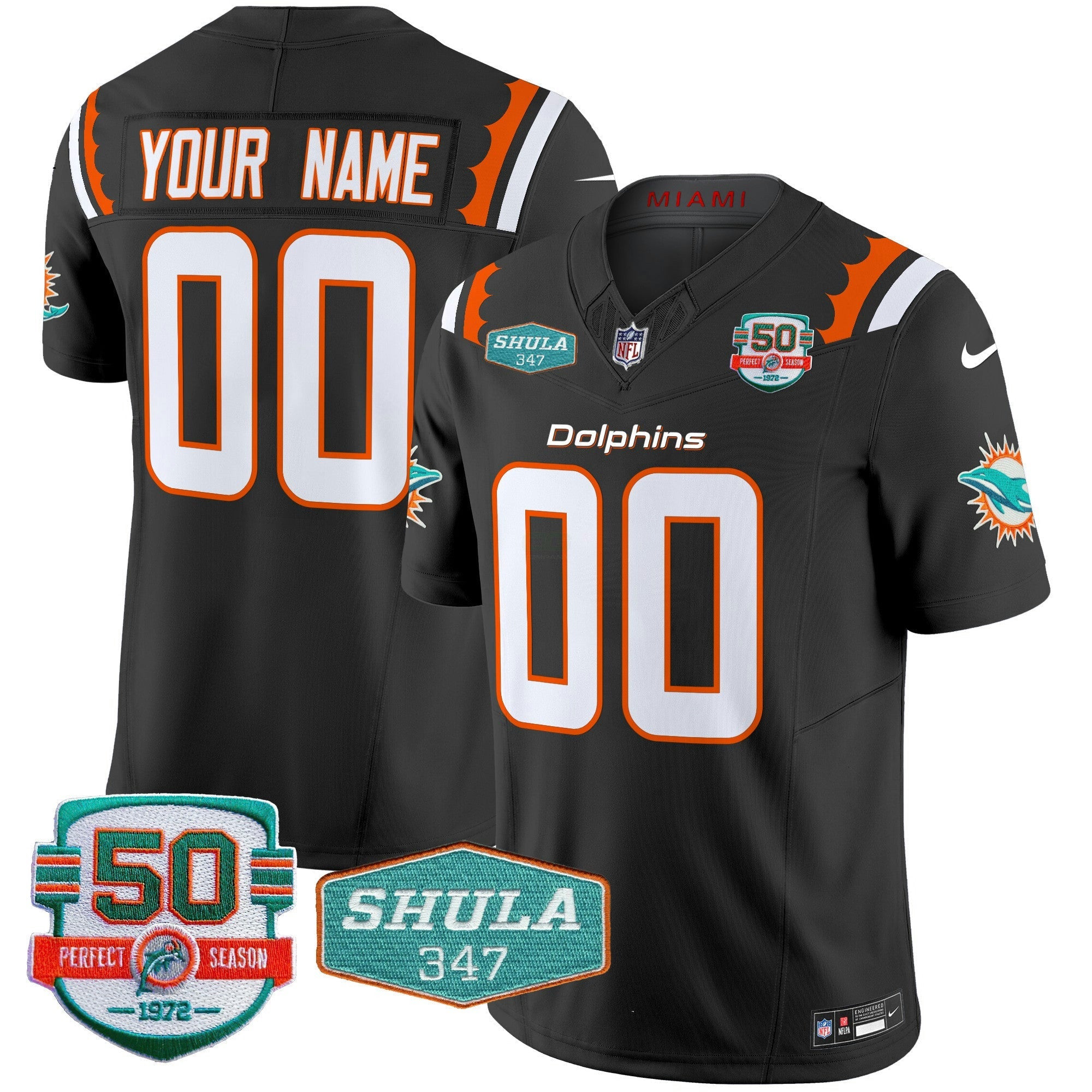 Camisa NFL 50th & Don Shula 347 Memorial Patch Vapor Limited Jersey