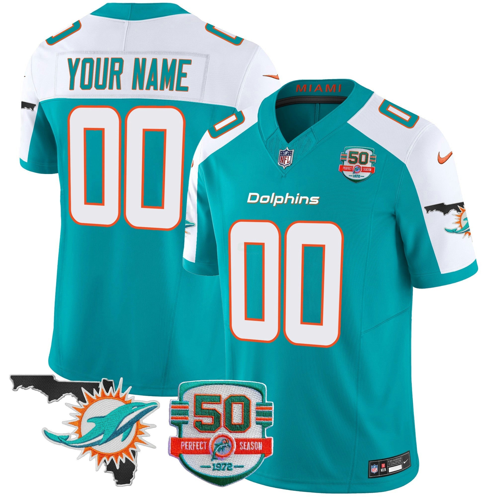 Camisa NFL 50th Perfect Season & Florida Patch Vapor Jersey