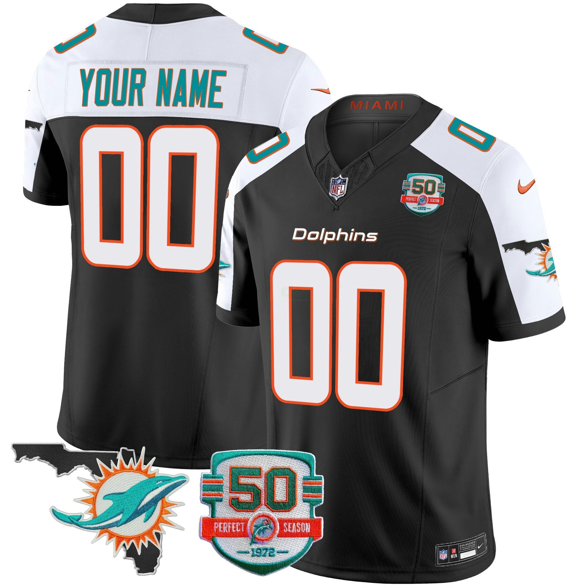Camisa NFL 50th Perfect Season & Florida Patch Vapor Jersey