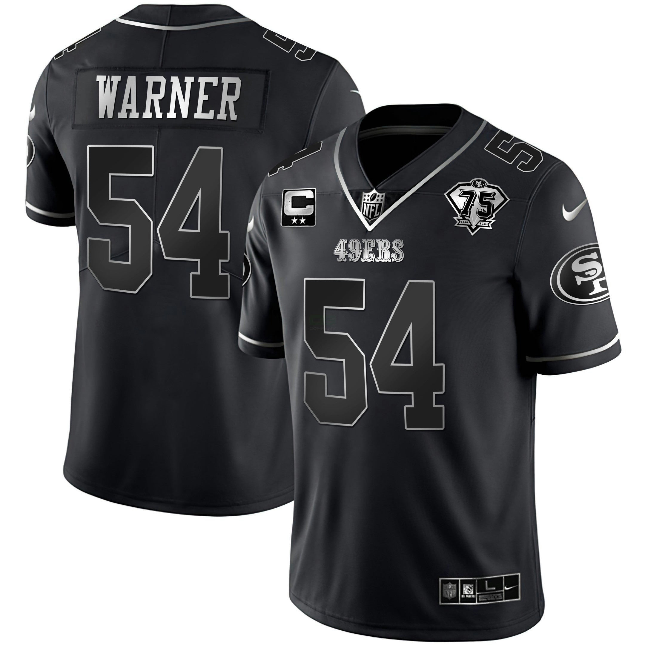 Camisa NFL 75th Anniversary Patch Preta Prata Limited