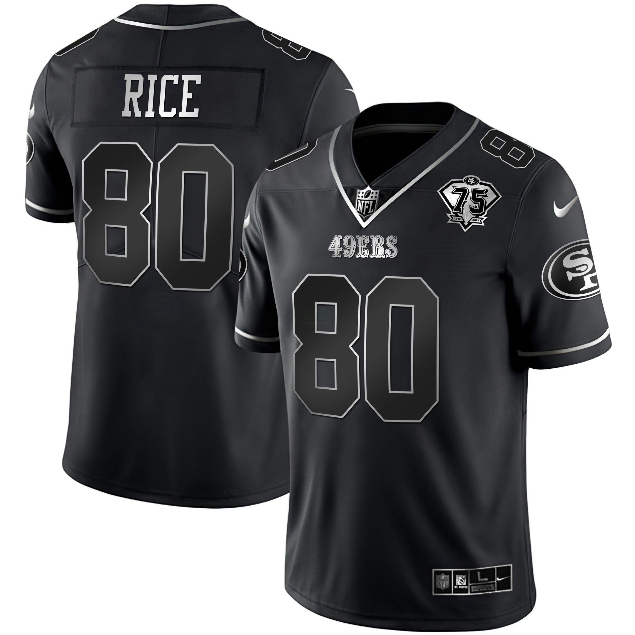 Camisa NFL 75th Anniversary Patch Preta Prata Limited