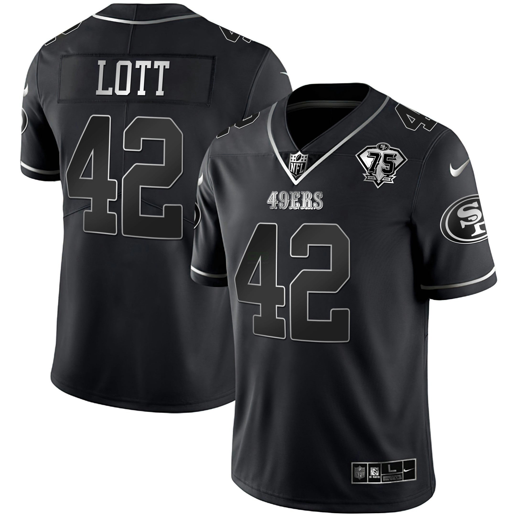 Camisa NFL 75th Anniversary Patch Preta Prata Limited
