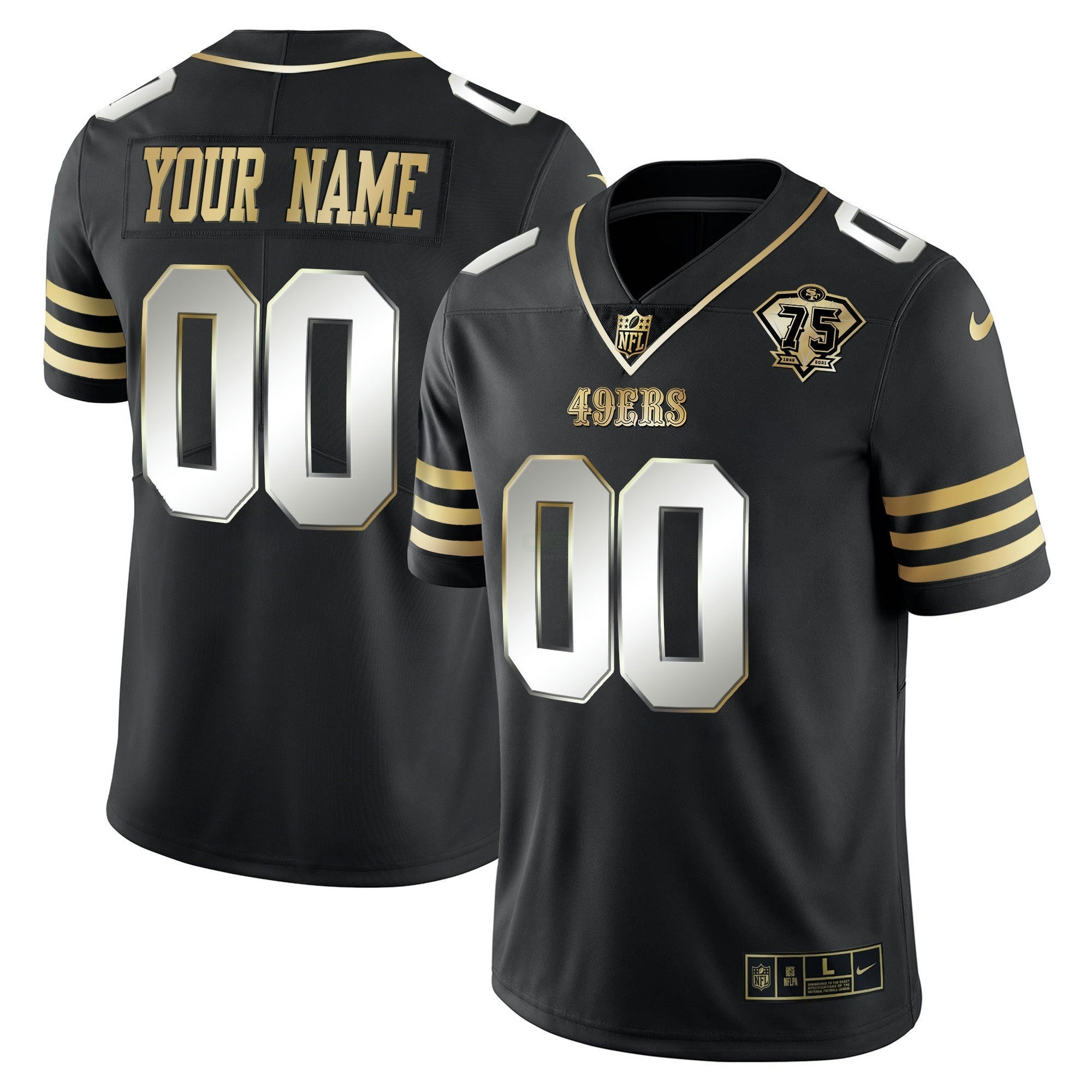 Camisa NFL 75th Anniversary Patch Vapor Dourada Jersey
