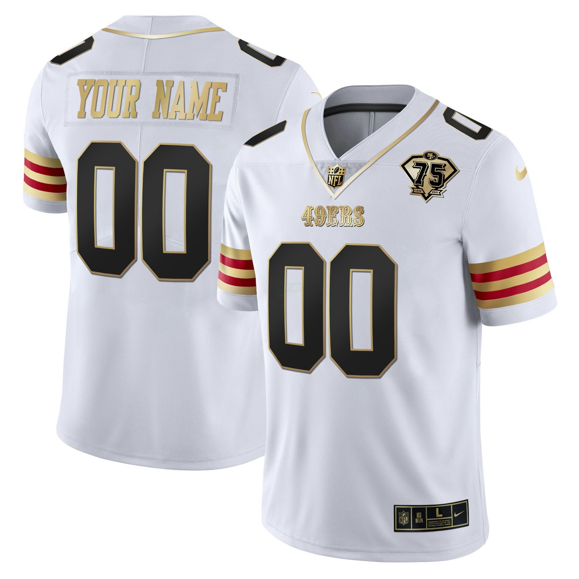 Camisa NFL 75th Anniversary Patch Vapor Dourada Jersey V2