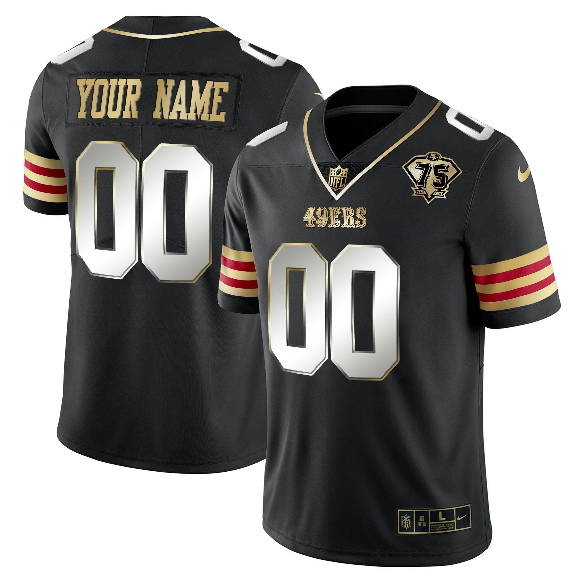 Camisa NFL 75th Anniversary Patch Vapor Dourada Jersey V2
