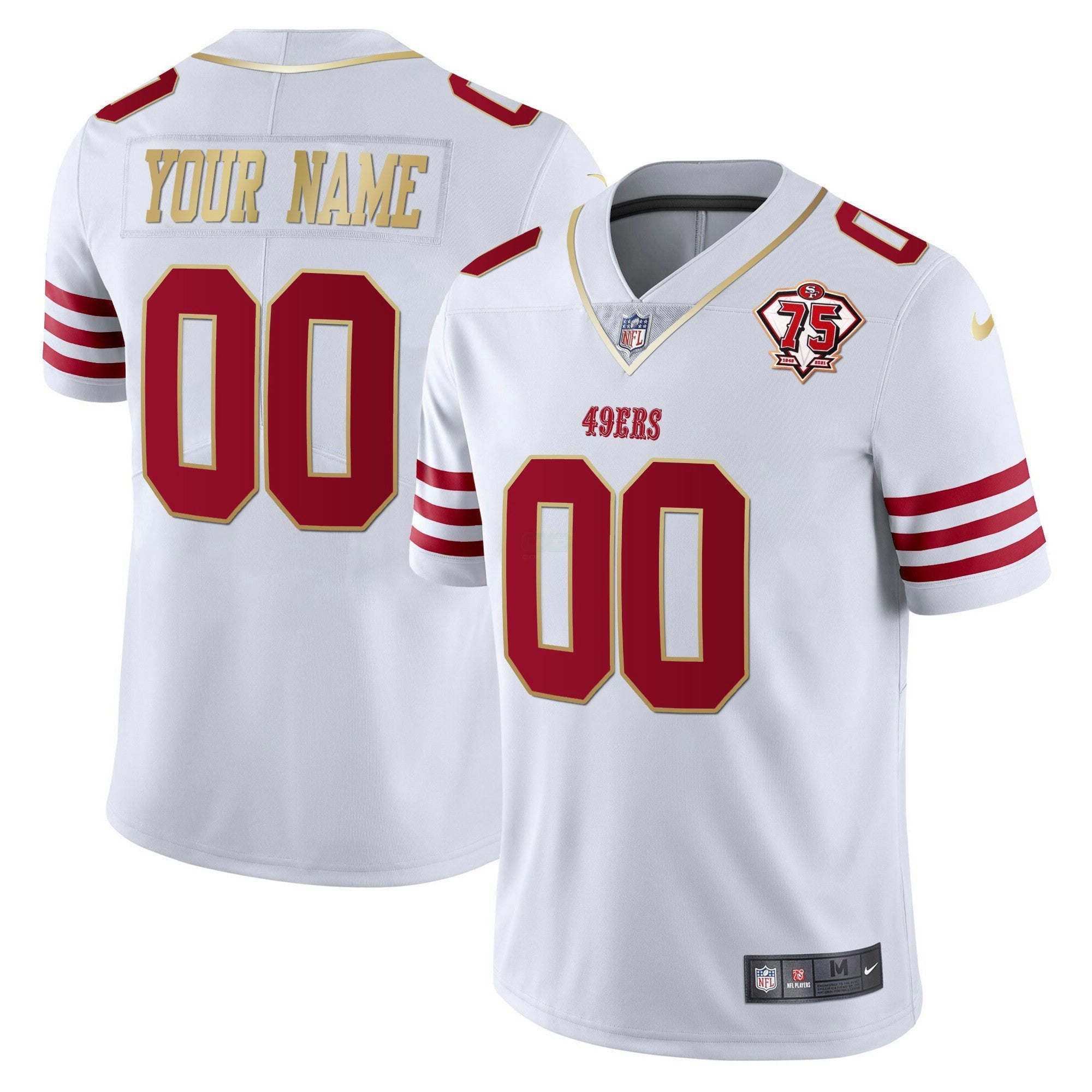 Camisa NFL 75th Anniversary Patch Vapor Dourada Trim Jersey