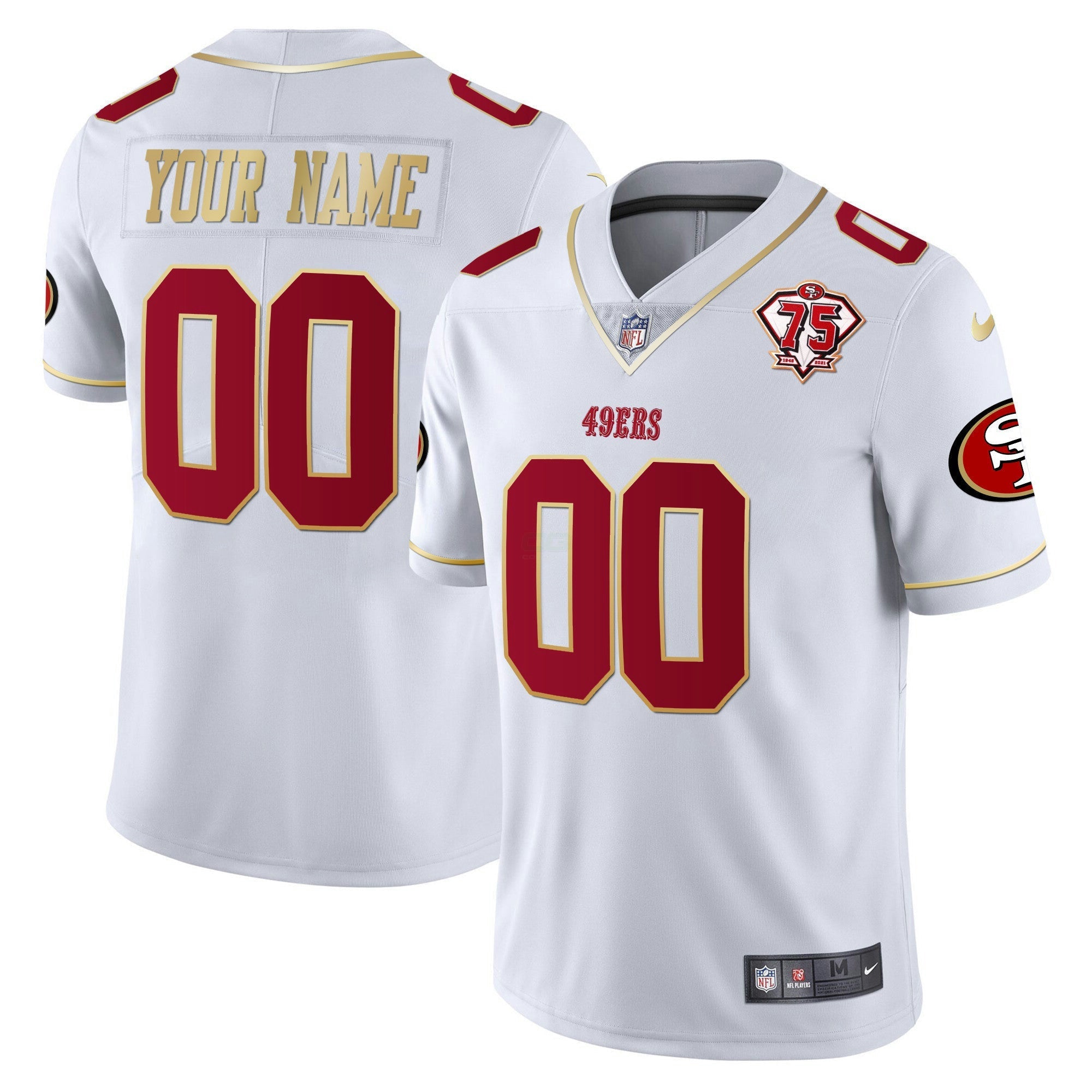 Camisa NFL 75th Anniversary Patch Vapor Dourada Trim Jersey V2