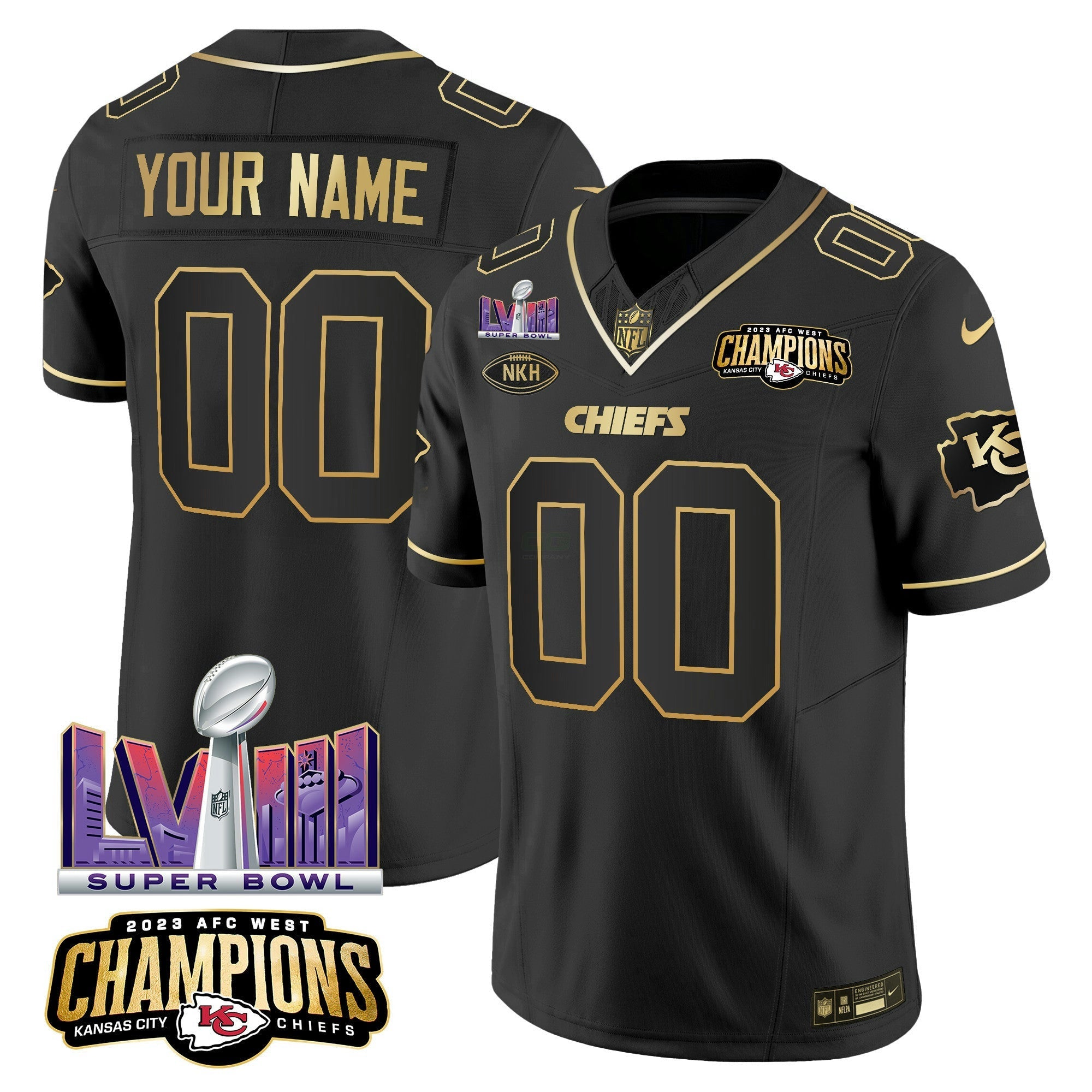 Camisa NFL AFC West Champions & Super Bowl LVIII Patch Vapor Jersey V2