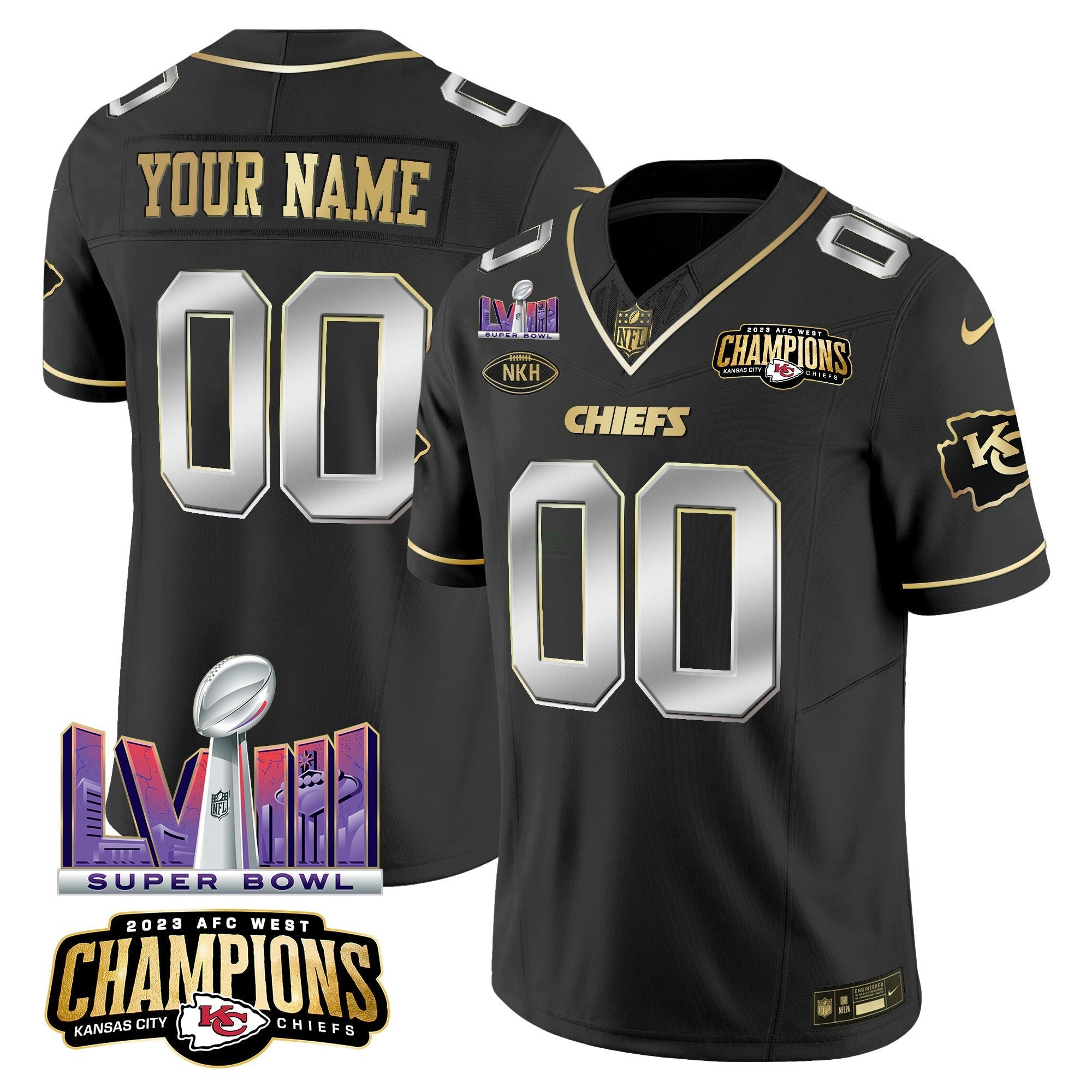 Camisa NFL AFC West Champions & Super Bowl LVIII Patch Vapor Jersey V2