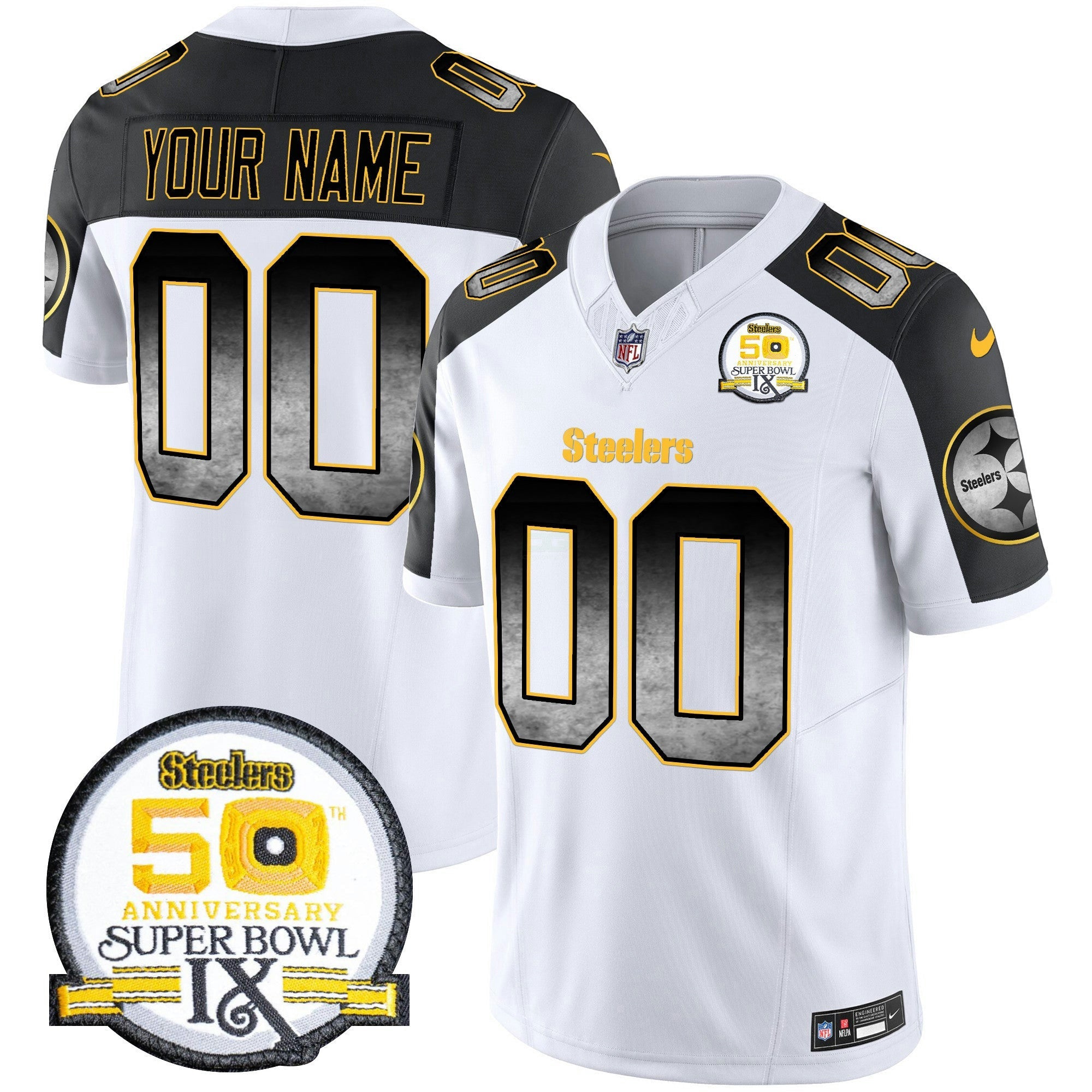 Camisa NFL Arch Smoke 50th Anniversary Of Super Bowl IX Patch Vapor Limited Jersey