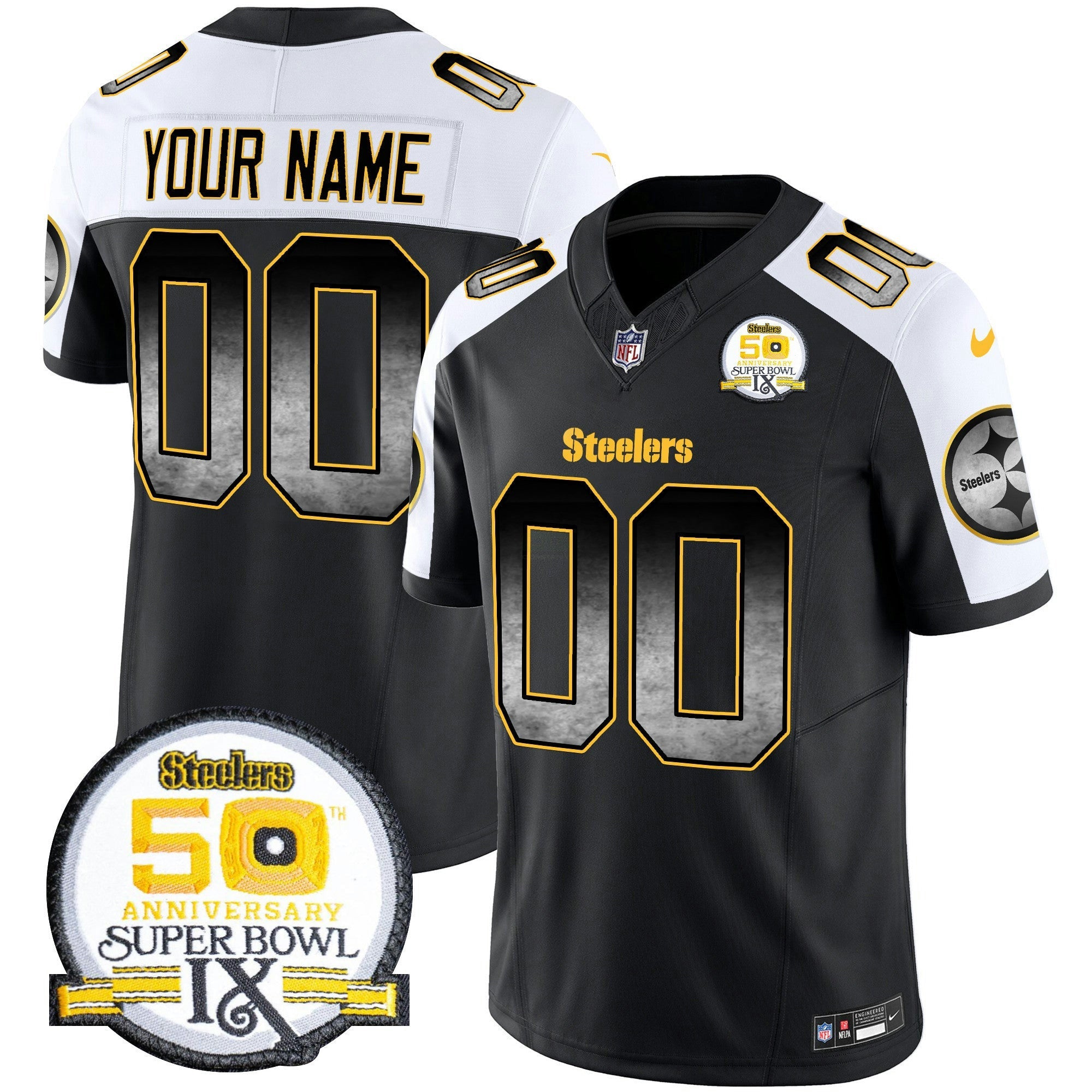 Camisa NFL Arch Smoke 50th Anniversary Of Super Bowl IX Patch Vapor Limited Jersey