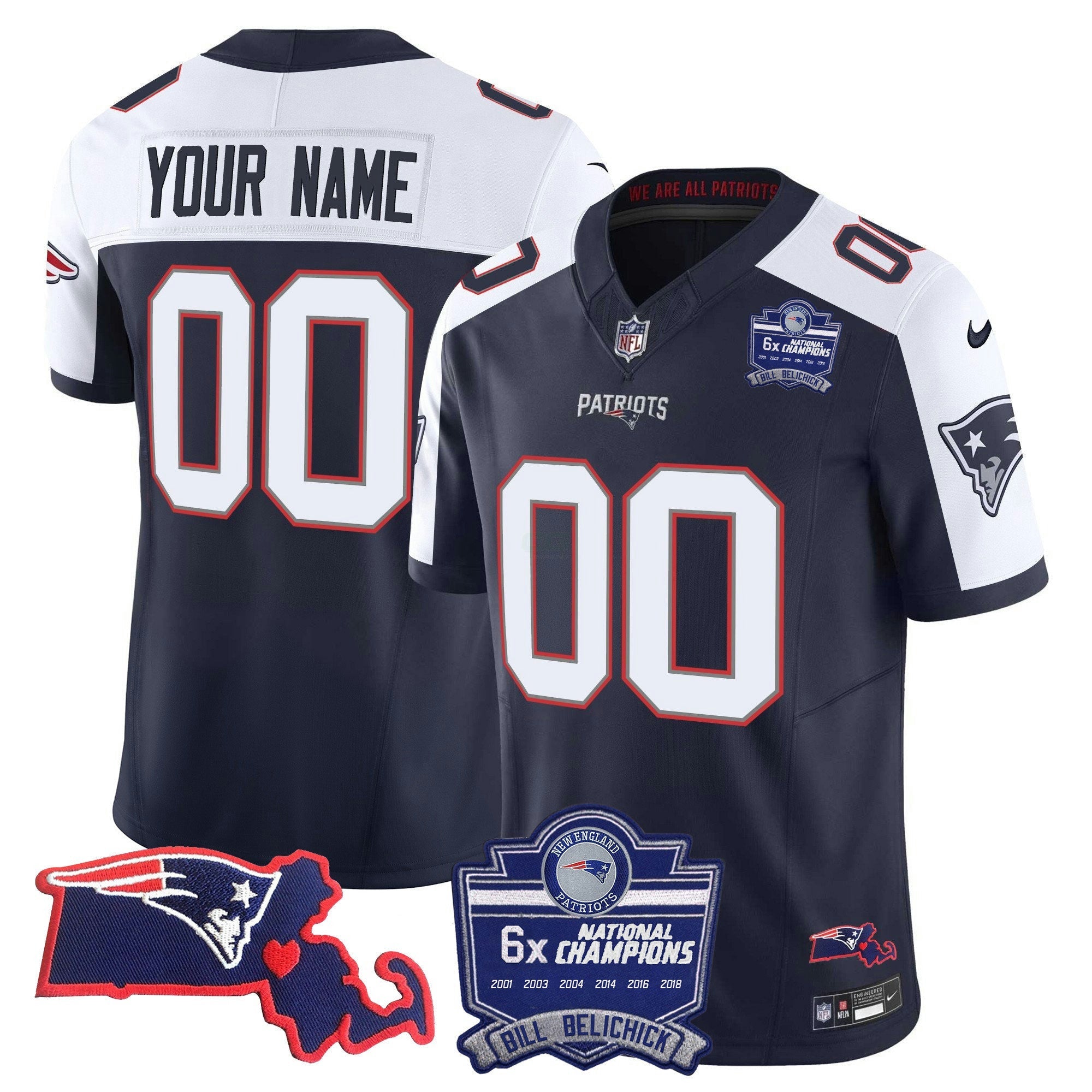 Camisa NFL Bill Belichick 6x Champions Patch Vapor Jersey