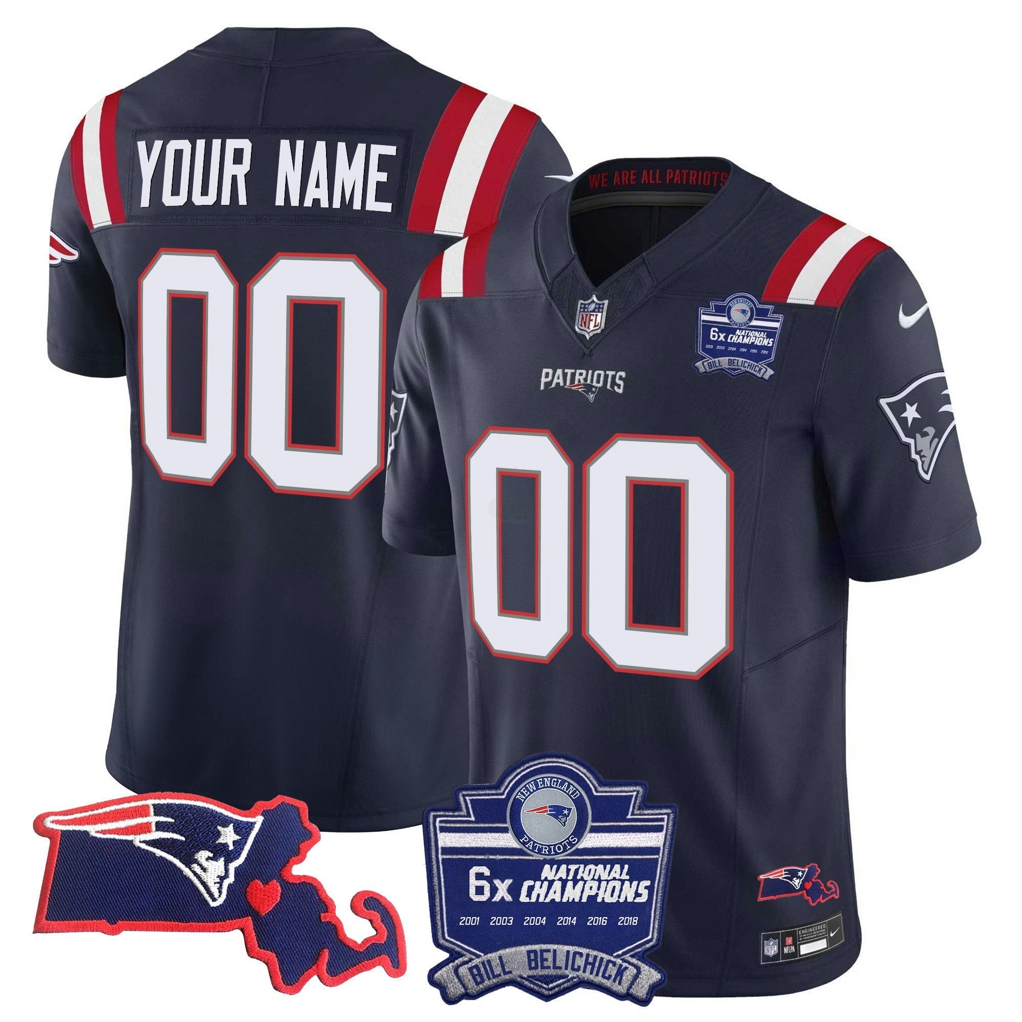 Camisa NFL Bill Belichick 6x Champions Patch Vapor Jersey