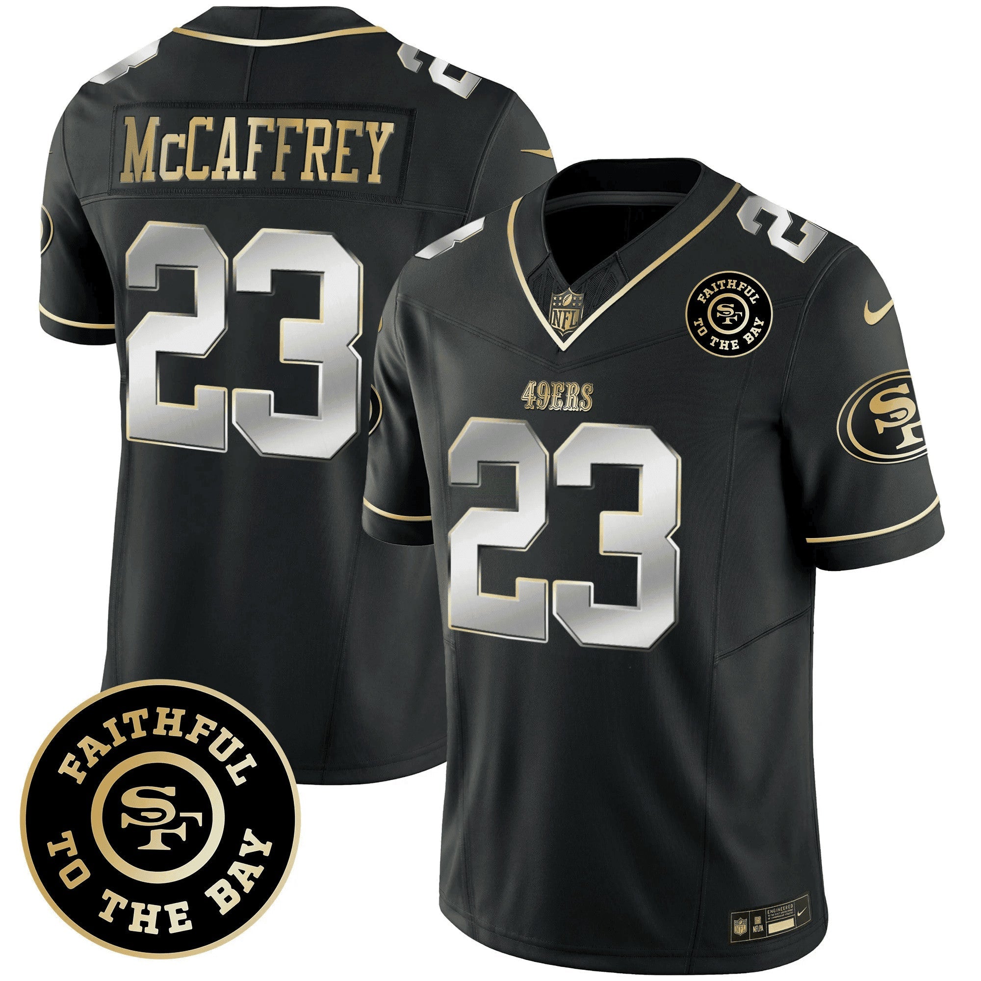 Camisa NFL Christian McCaffrey San Francisco Faithful To The Bay Patch Vapor Limited Jersey