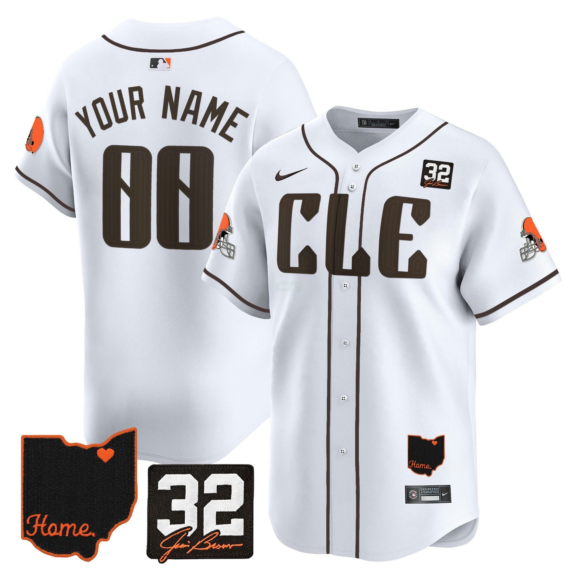 Camisa NFL Cleveland 2025 Jim Brown Memorial & Home Patch Vapor Premier Limited Jersey