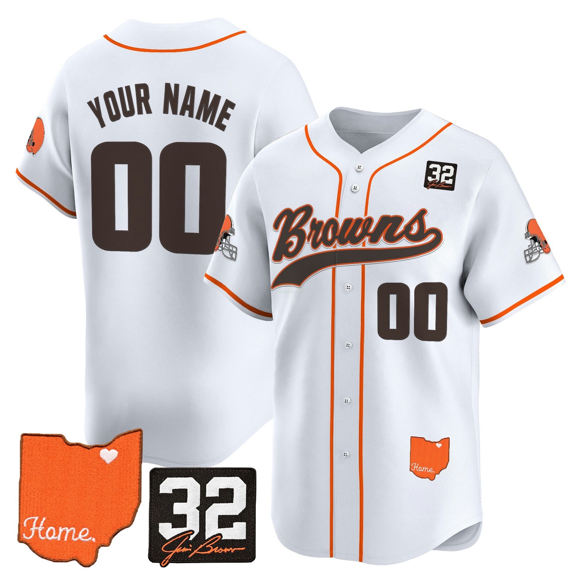 Camisa NFL Cleveland ‘#32 Jim Brown Memorial & Home Patch’ Vapor Jersey