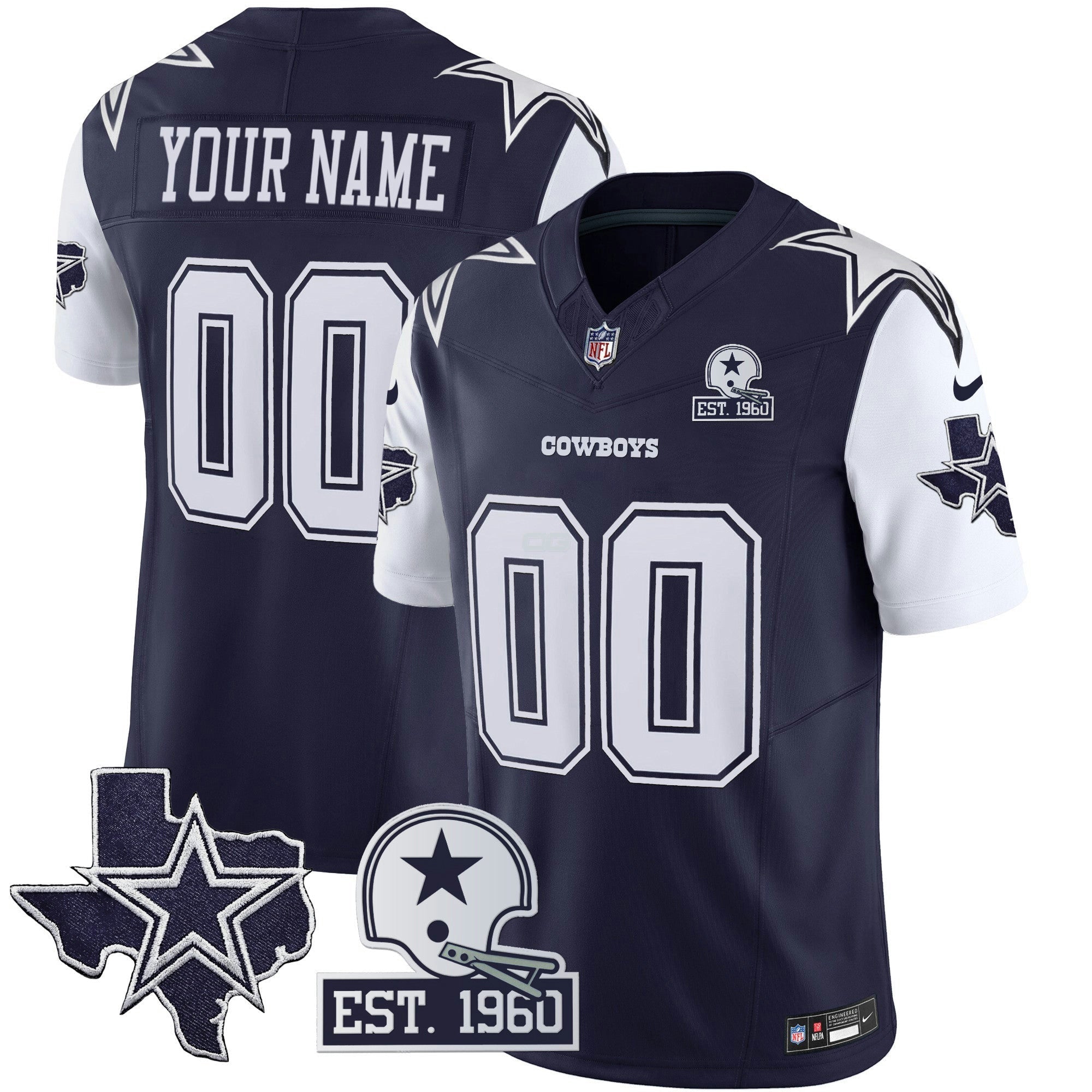 Camisa NFL Cowboys Throwback Texas Patch Vapor Limited Jersey