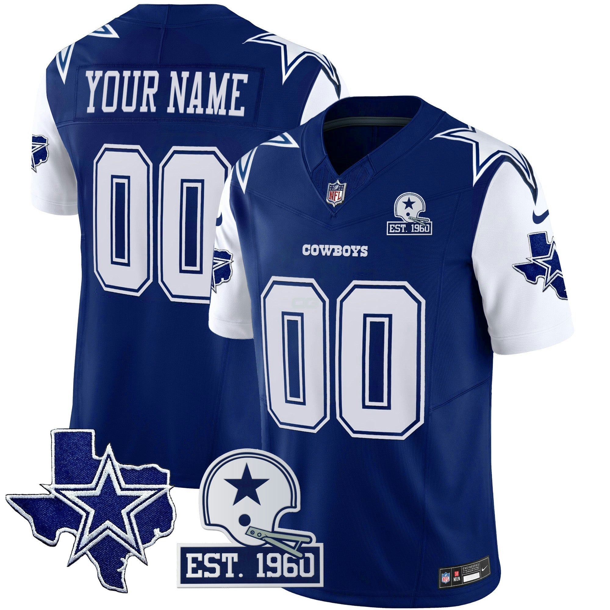 Camisa NFL Cowboys Throwback Texas Patch Vapor Limited Jersey