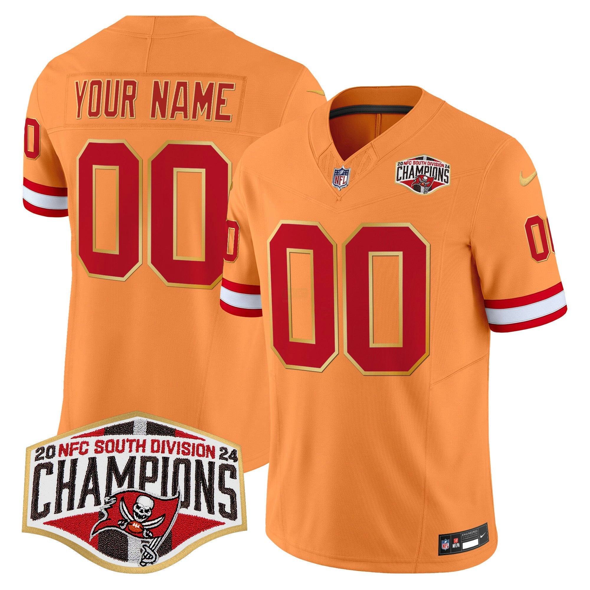 Camisa NFL Creamsicle 2024 NFC South Division Champions Patch Dourada Trim Vapor Limited Jersey