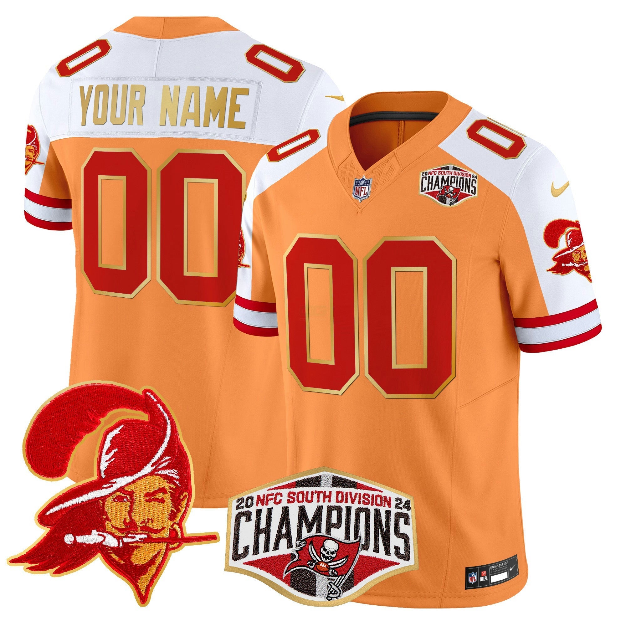 Camisa NFL Creamsicle 2024 NFC South Division Champions Patch Dourada Trim Vapor Limited Jersey