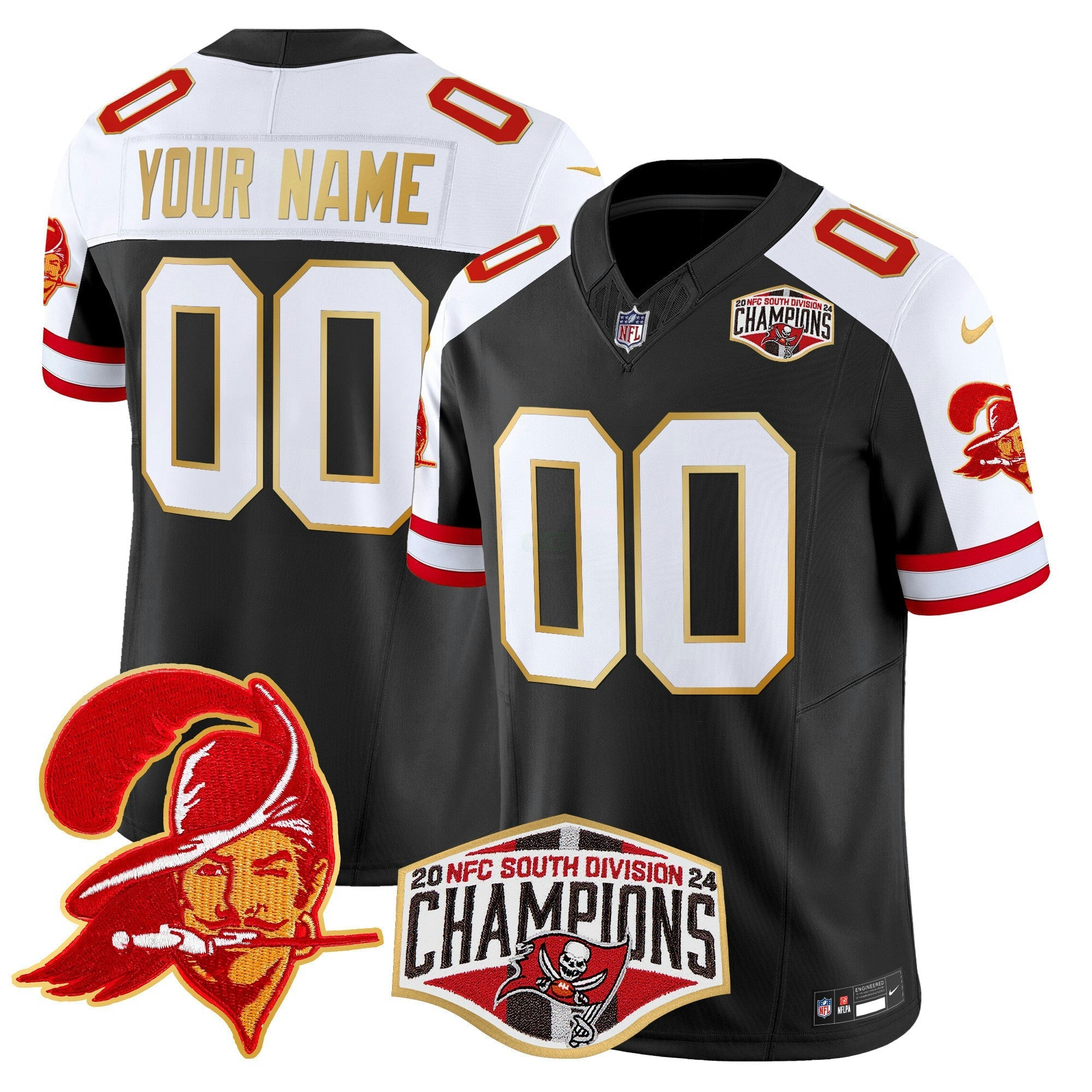 Camisa NFL Creamsicle 2024 NFC South Division Champions Patch Dourada Trim Vapor Limited Jersey
