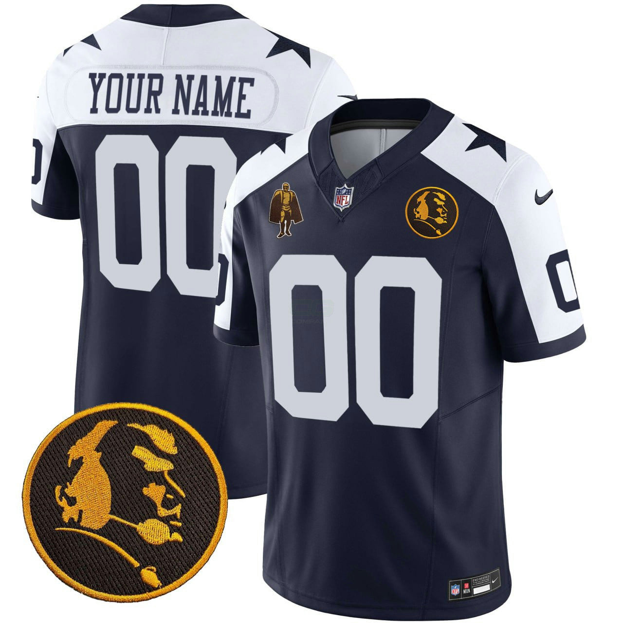 Camisa NFL Dallas Throwback John Madden Patch Jersey - Azul Marinho