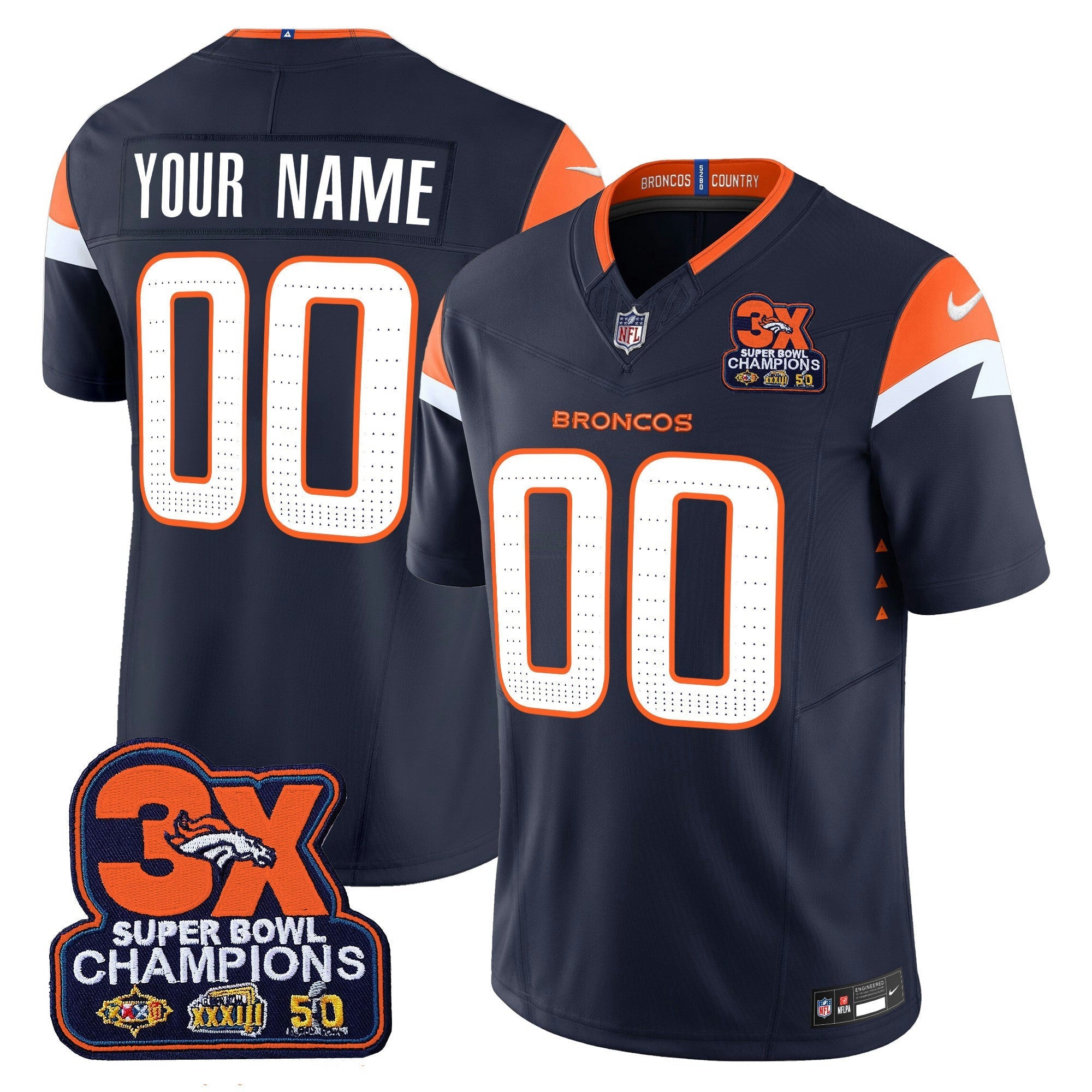 Camisa NFL Denver 3-Time Champions Patch Vapor Limited Jersey