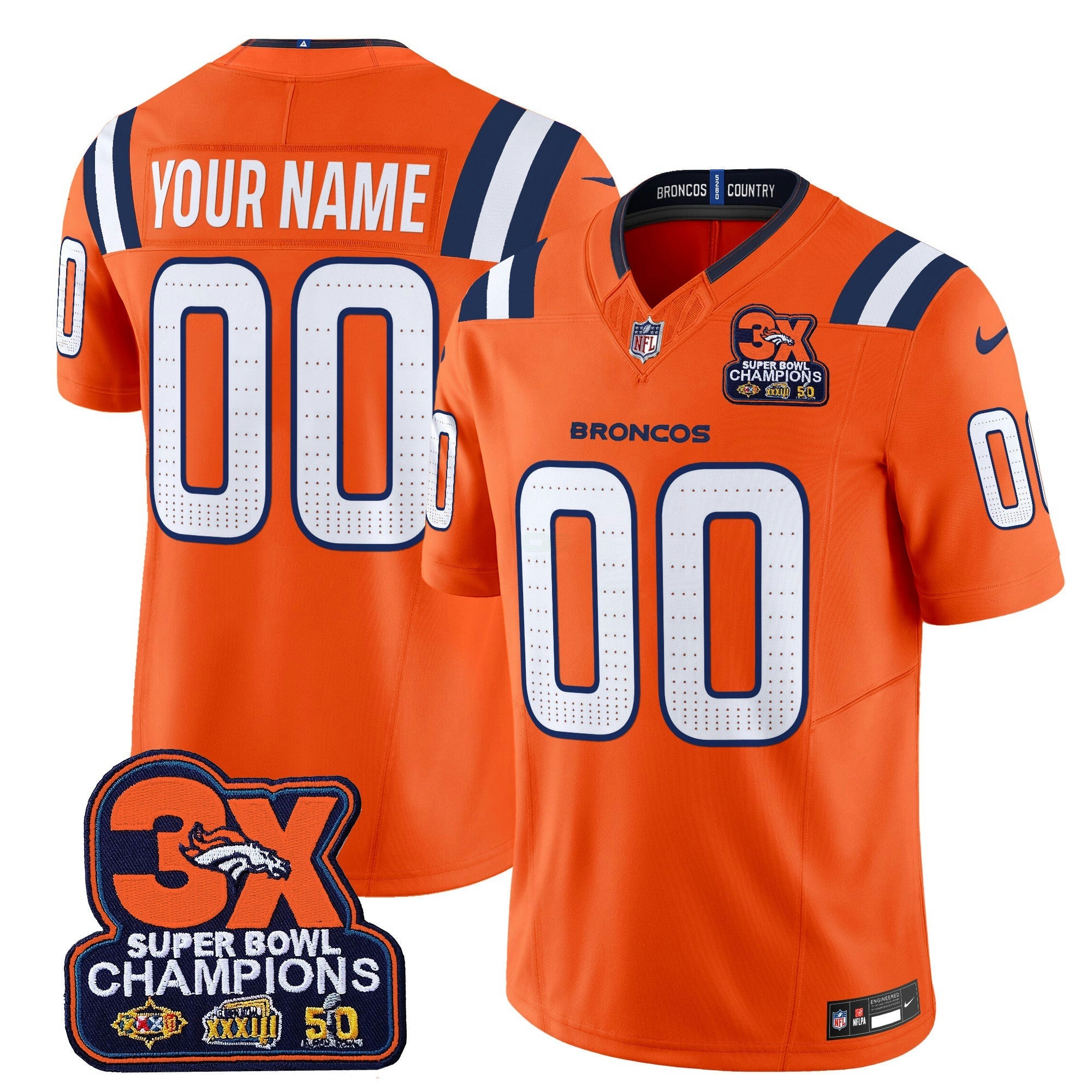 Camisa NFL Denver 3-Time Champions Patch Vapor Limited Jersey V2