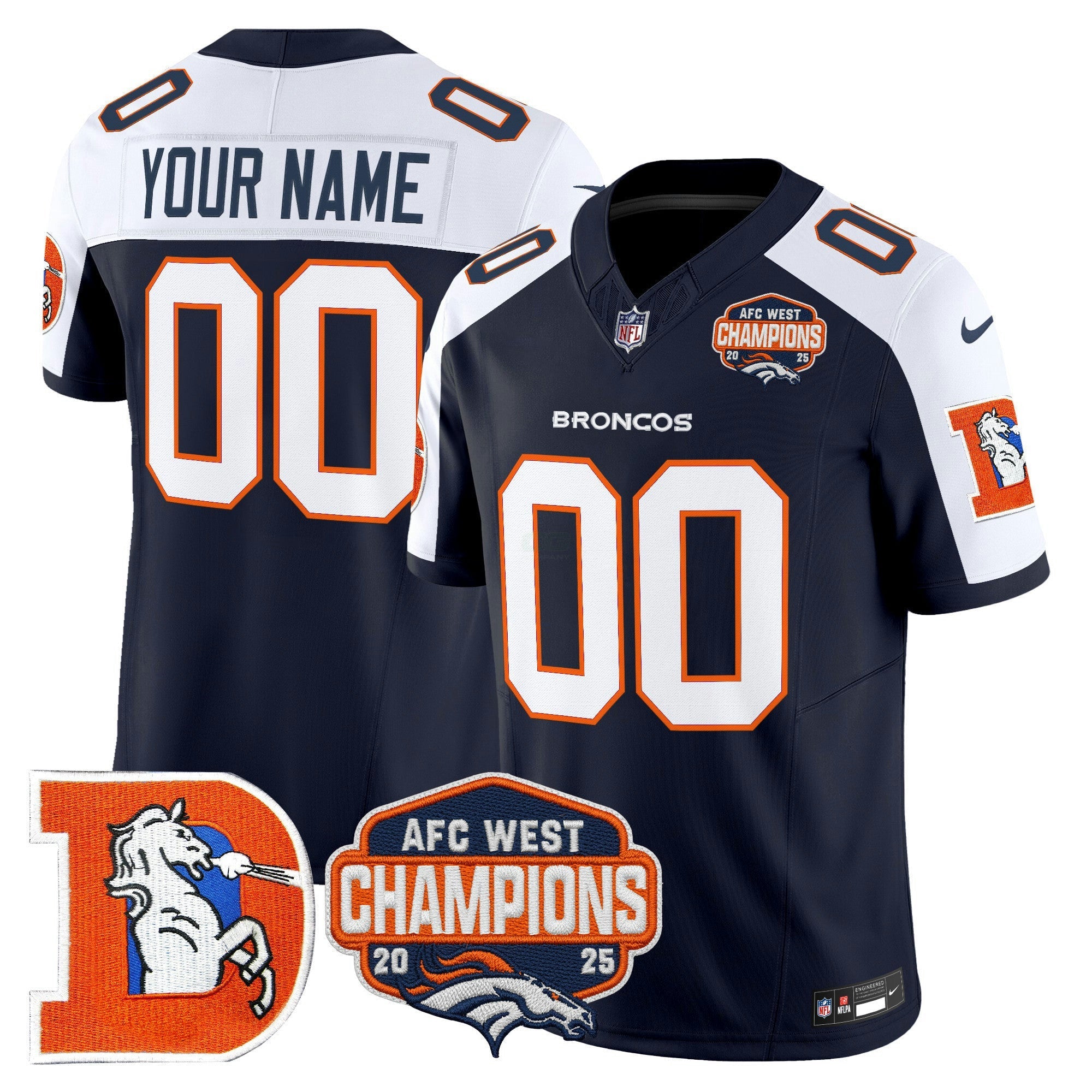 Camisa NFL Denver Throwback Vapor Limited Jersey – 2025 AFC West Division Champions Patch