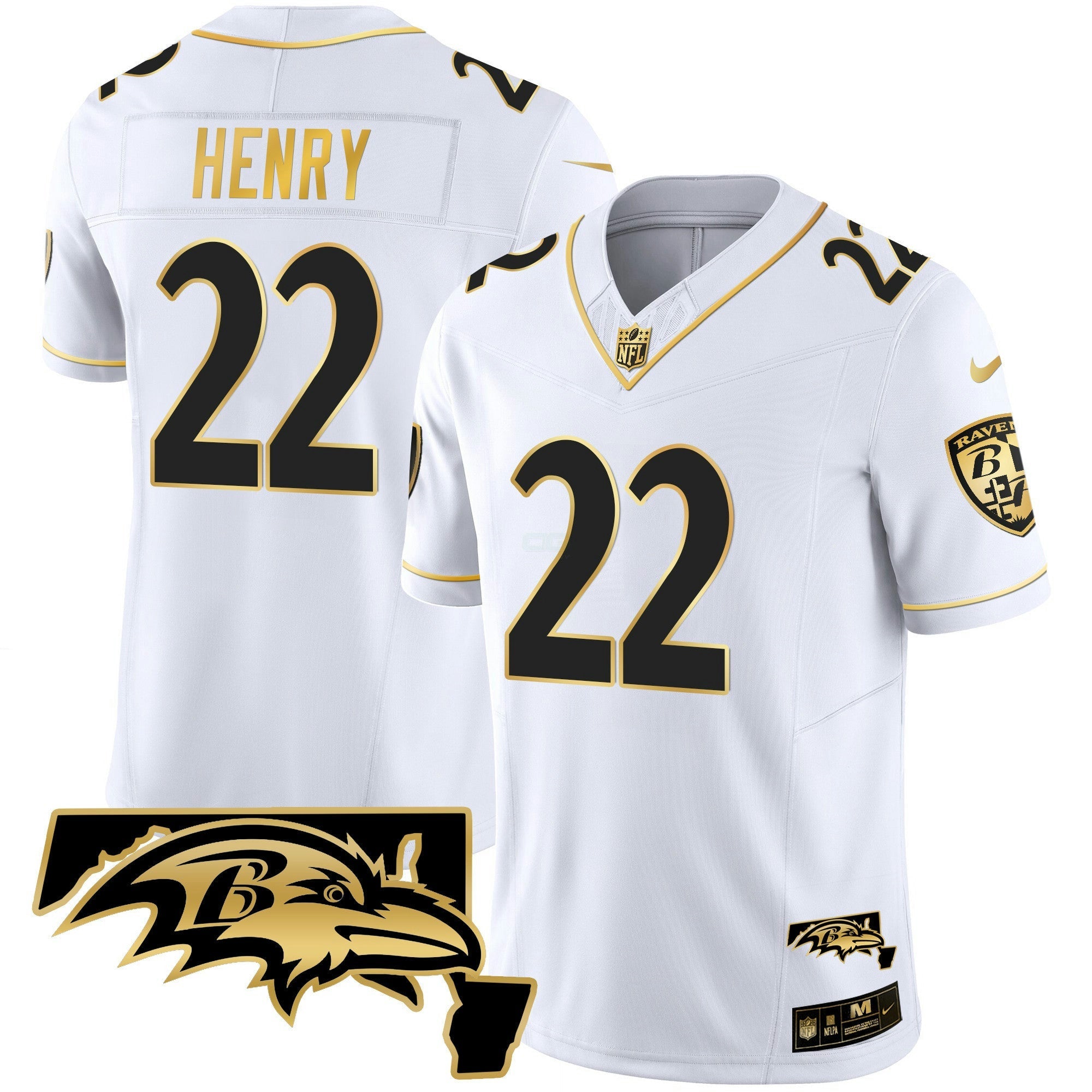 Camisa NFL Derrick Henry Maryland Patch Vapor Dourada Jersey