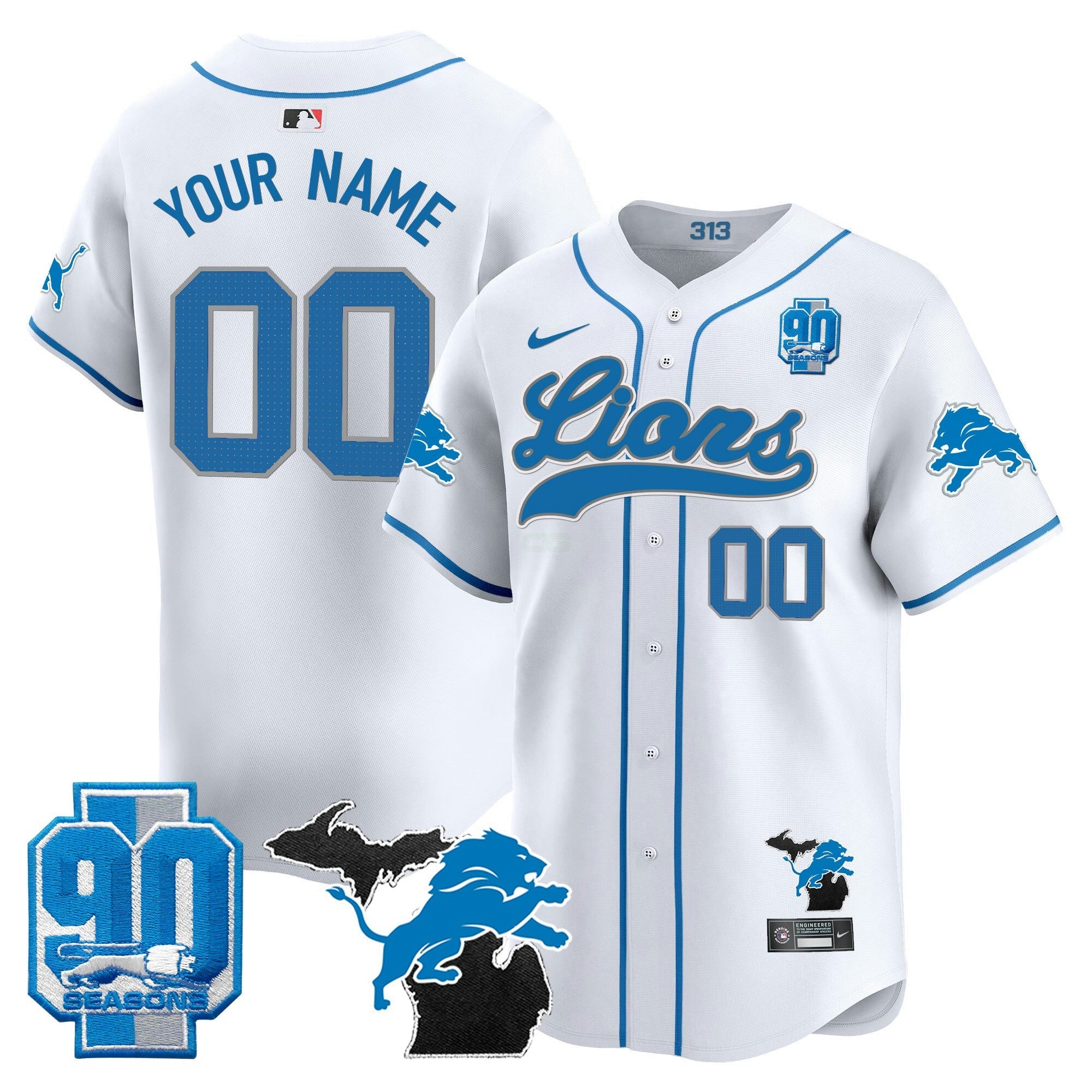 Camisa NFL Detroit 2024 Michigan & 90th Season Patch Jersey