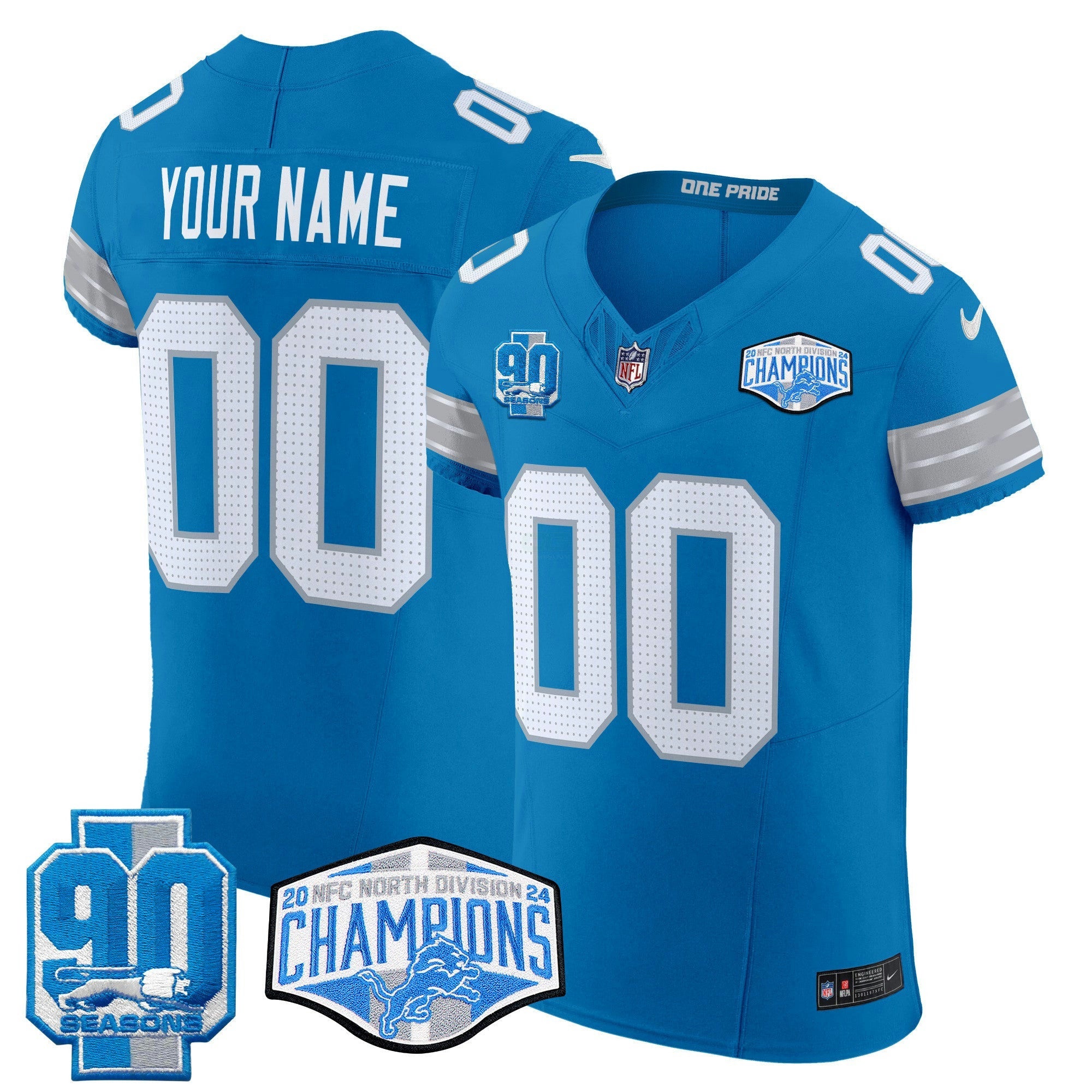 Camisa NFL Detroit 2024 NFC North Division Champions Patch Vapor Elite Jersey