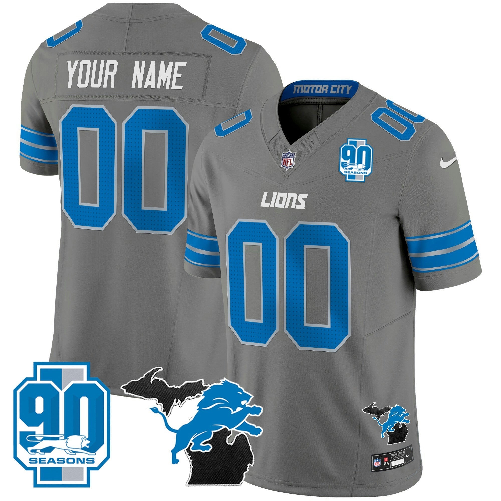 Camisa NFL Detroit 2025 Michigan & 90th Year Patch Vapor Jersey