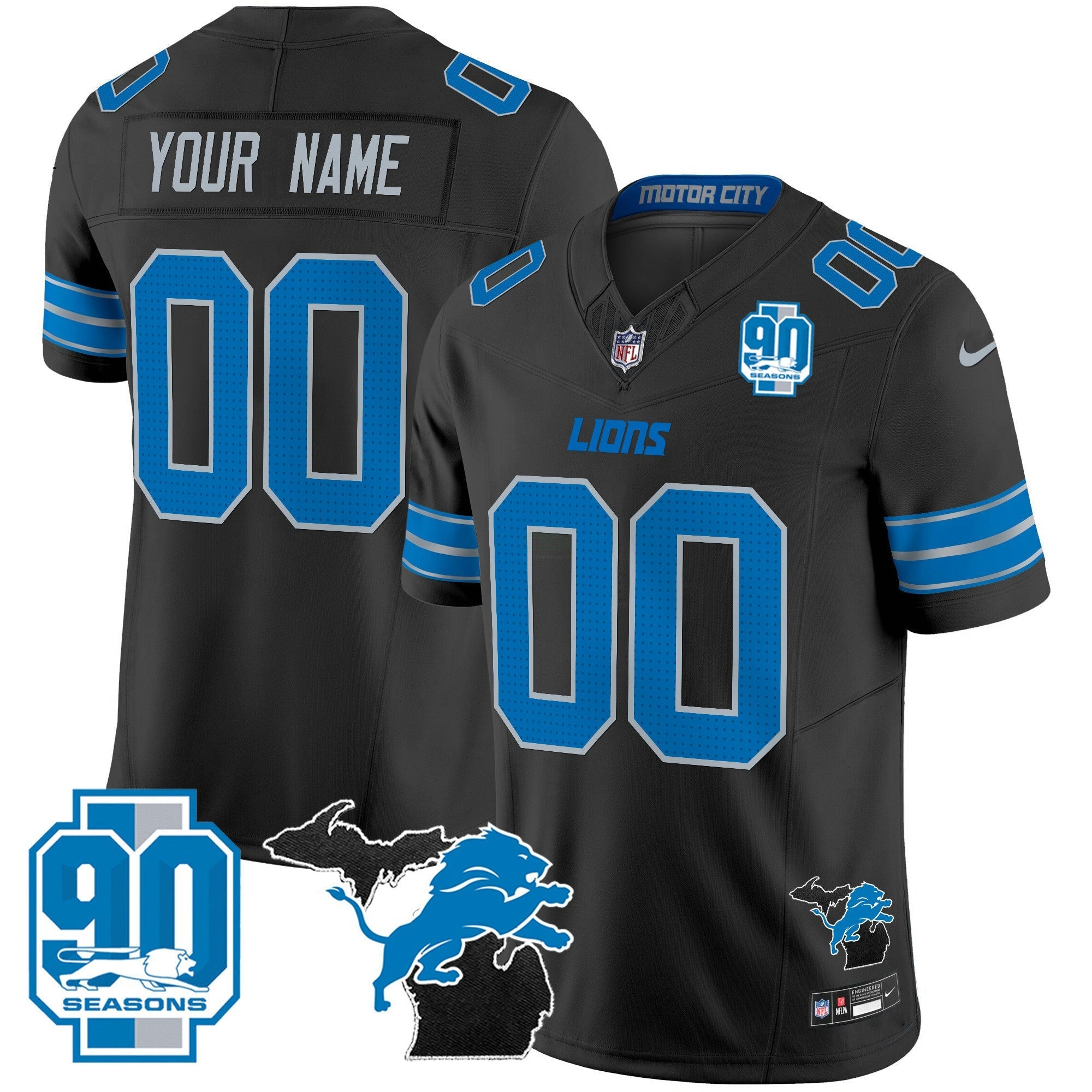 Camisa NFL Detroit 2025 Michigan & 90th Year Patch Vapor Jersey