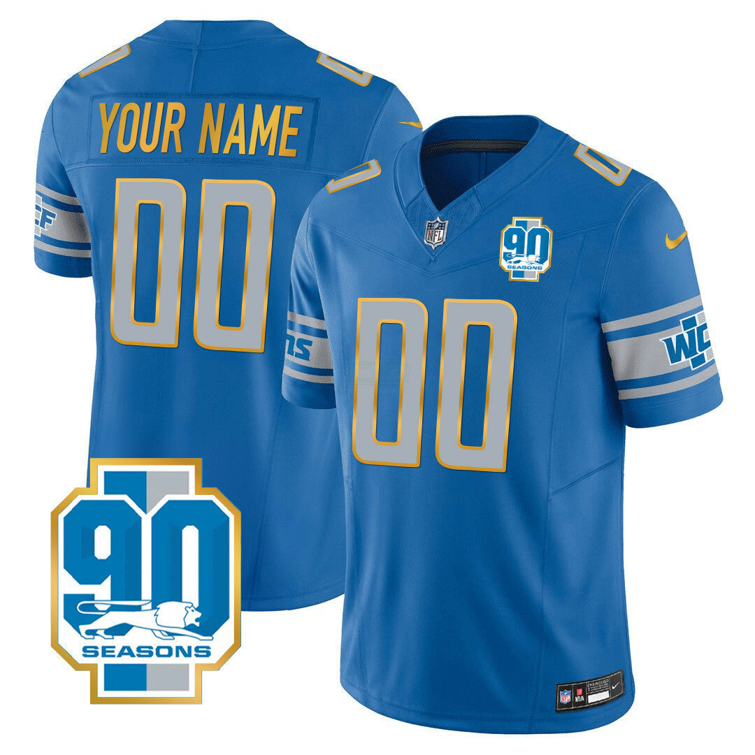Camisa NFL Detroit 90th Year Patch Dourada Trim Jersey