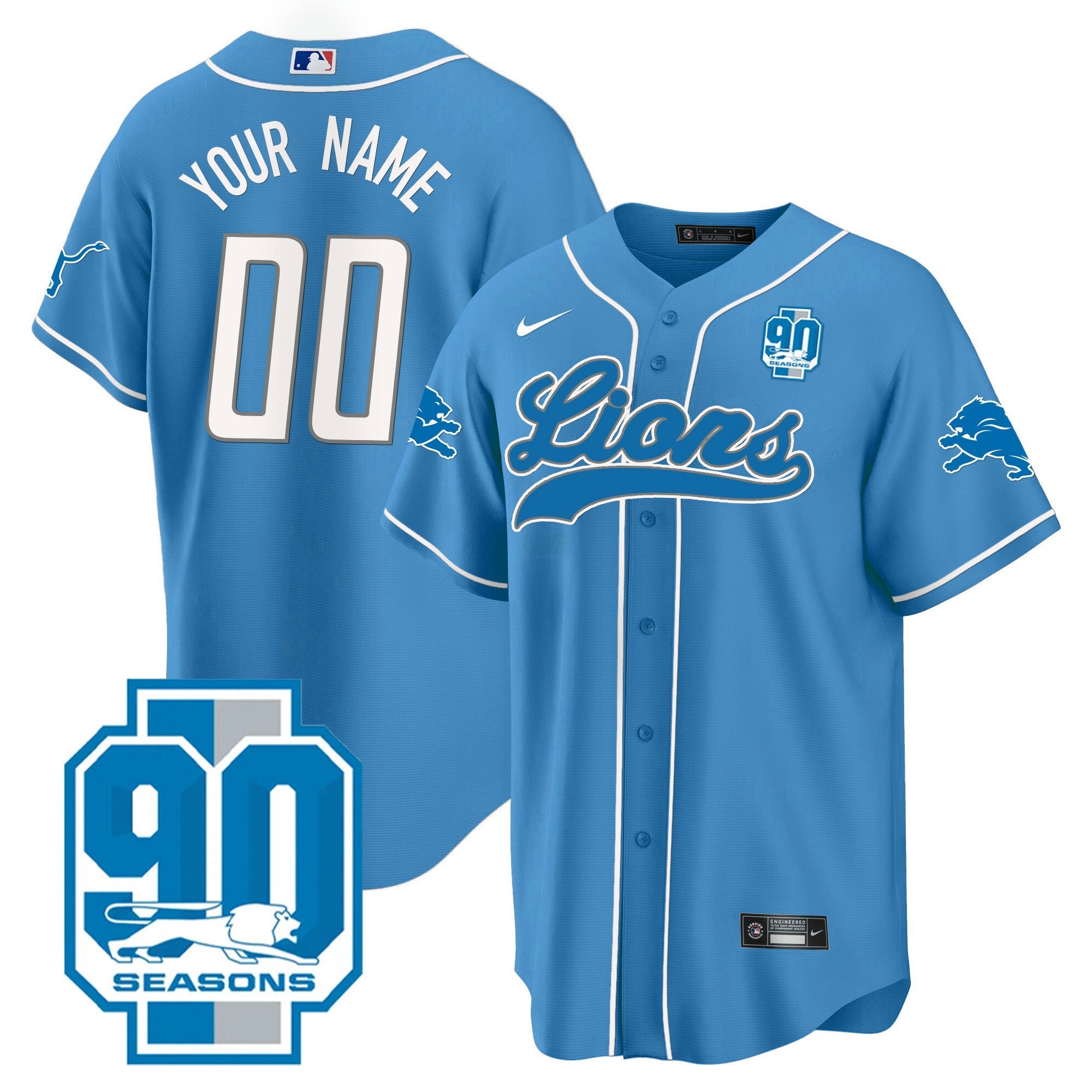 Camisa NFL Detroit 90th Year Patch Jersey