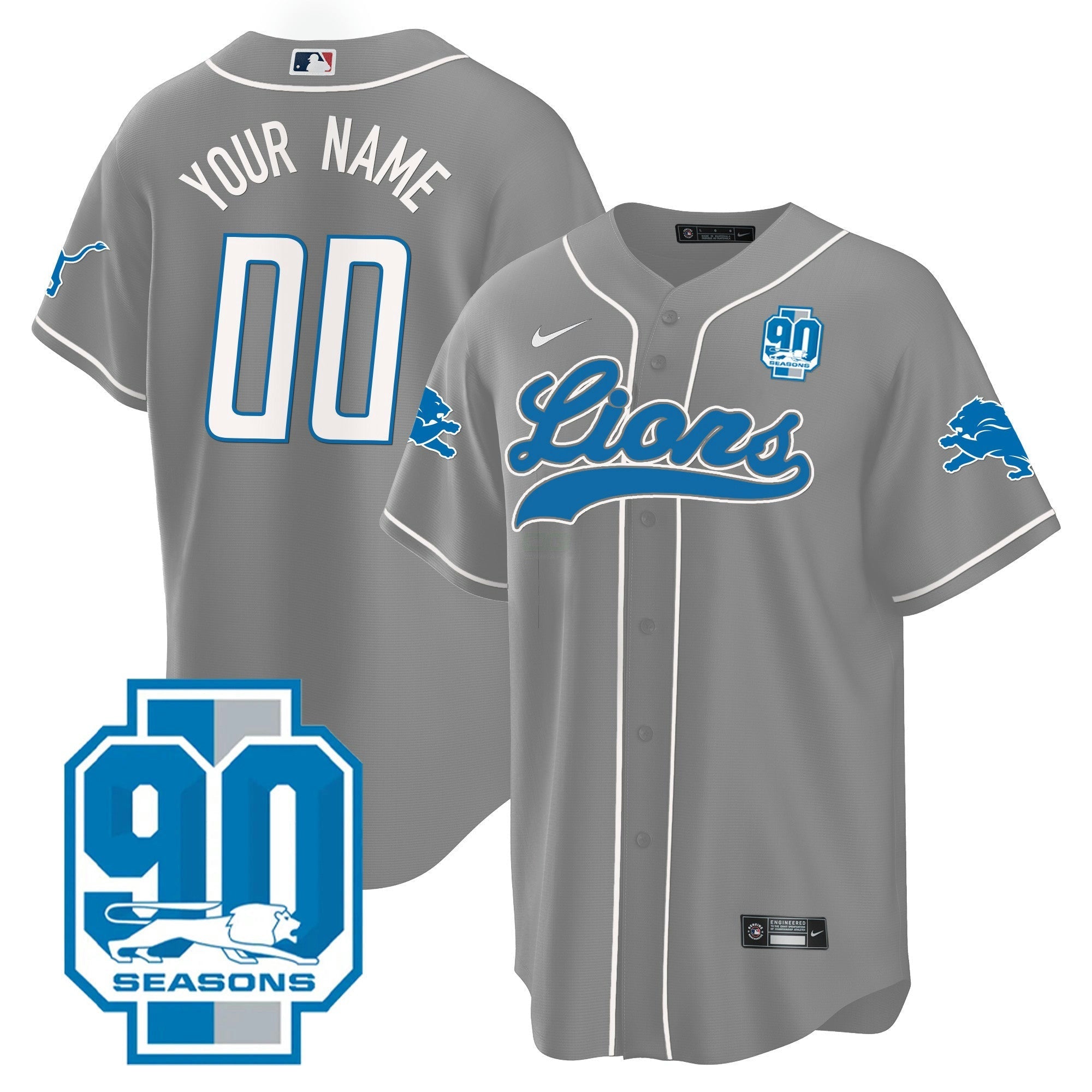 Camisa NFL Detroit 90th Year Patch Jersey
